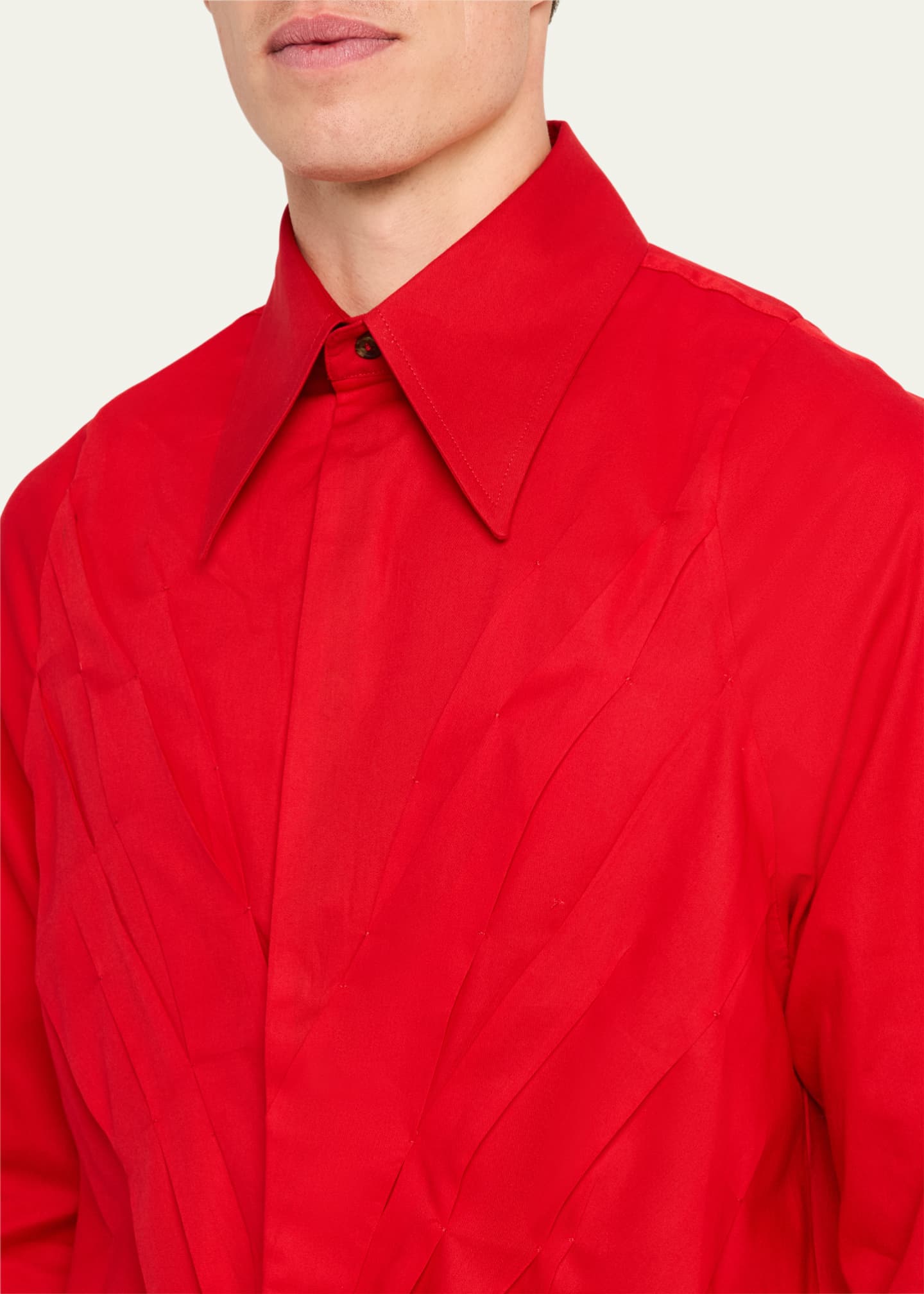 BIANCA SAUNDERS Men's Multi-Pleat Poplin Blouson Jacket Image 5 of 5