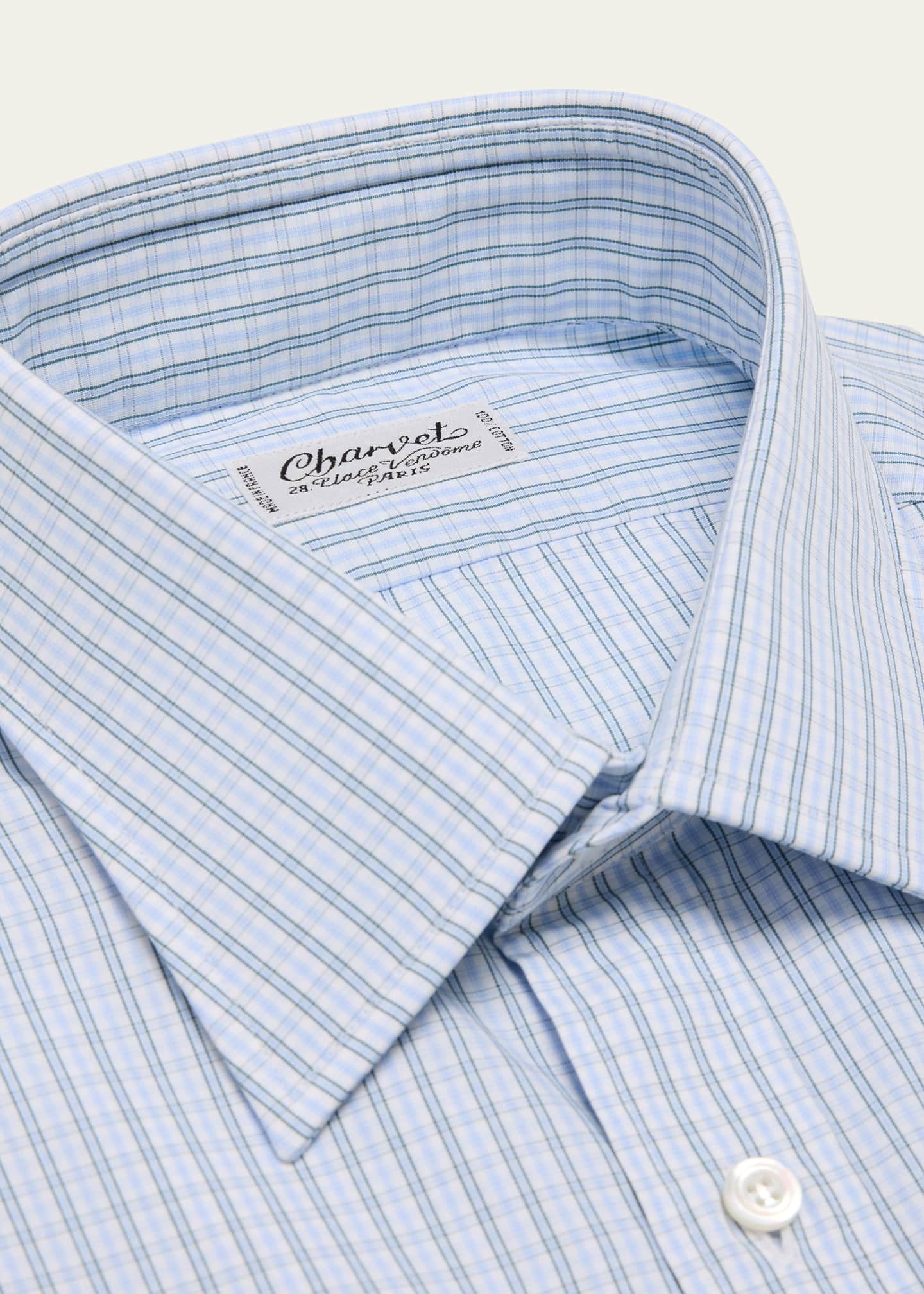 Charvet Men's Cotton Graph Check Dress Shirt Image 2 of 2