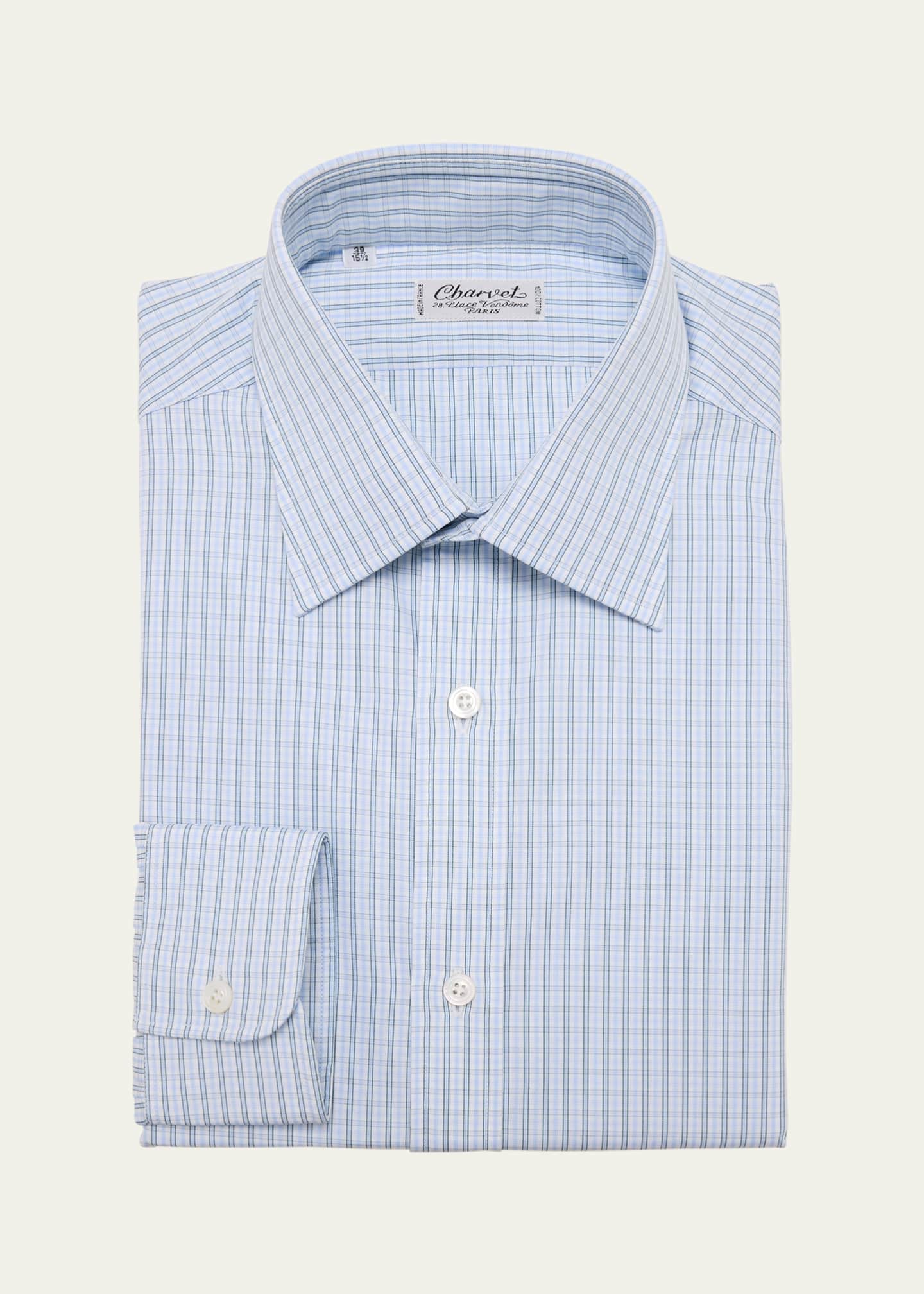 Charvet Men's Cotton Graph Check Dress Shirt Image 1 of 2