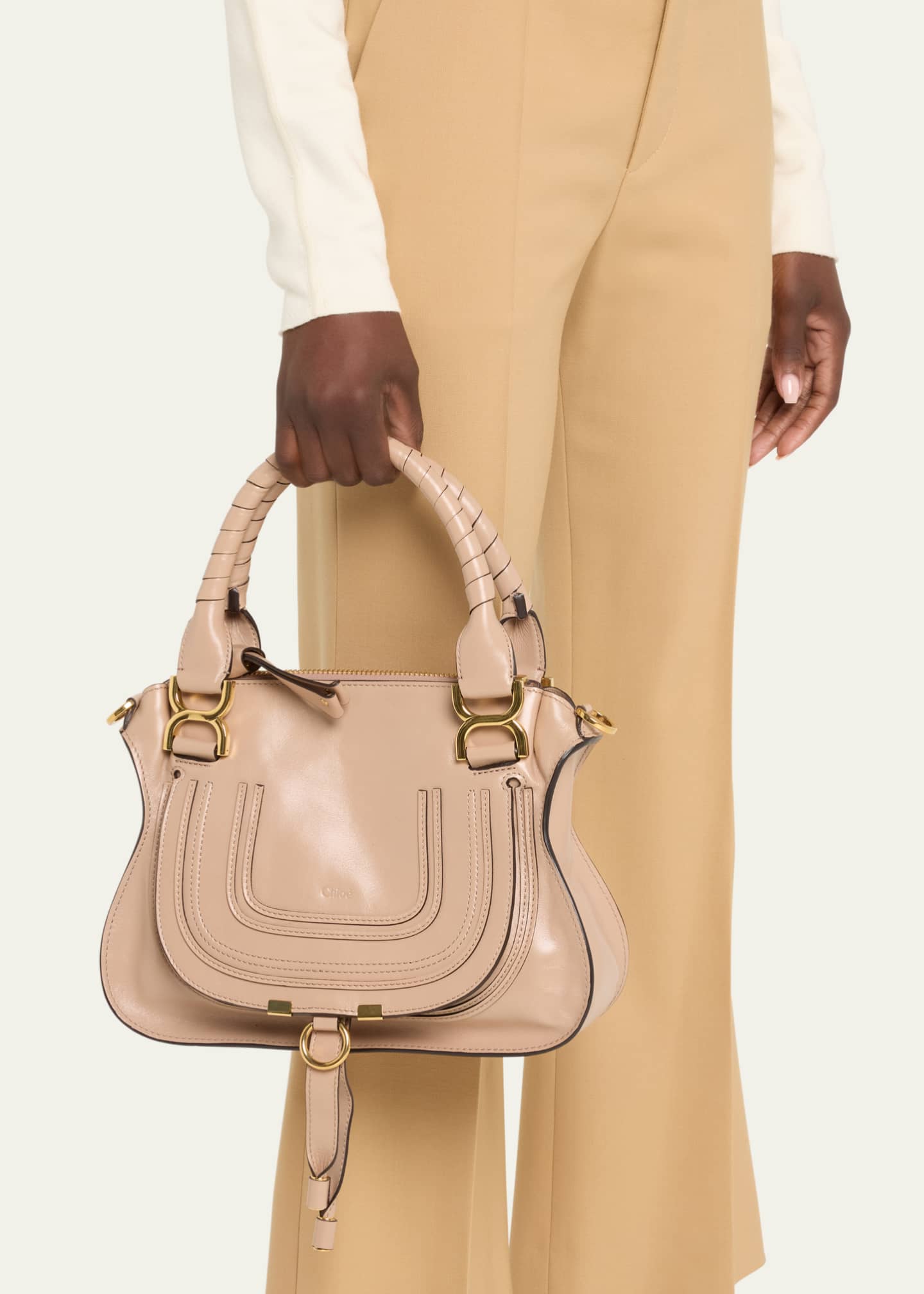 Chloe Marcie Small Double Carry Satchel Bag in Shiny Calfskin Bergdorf Goodman