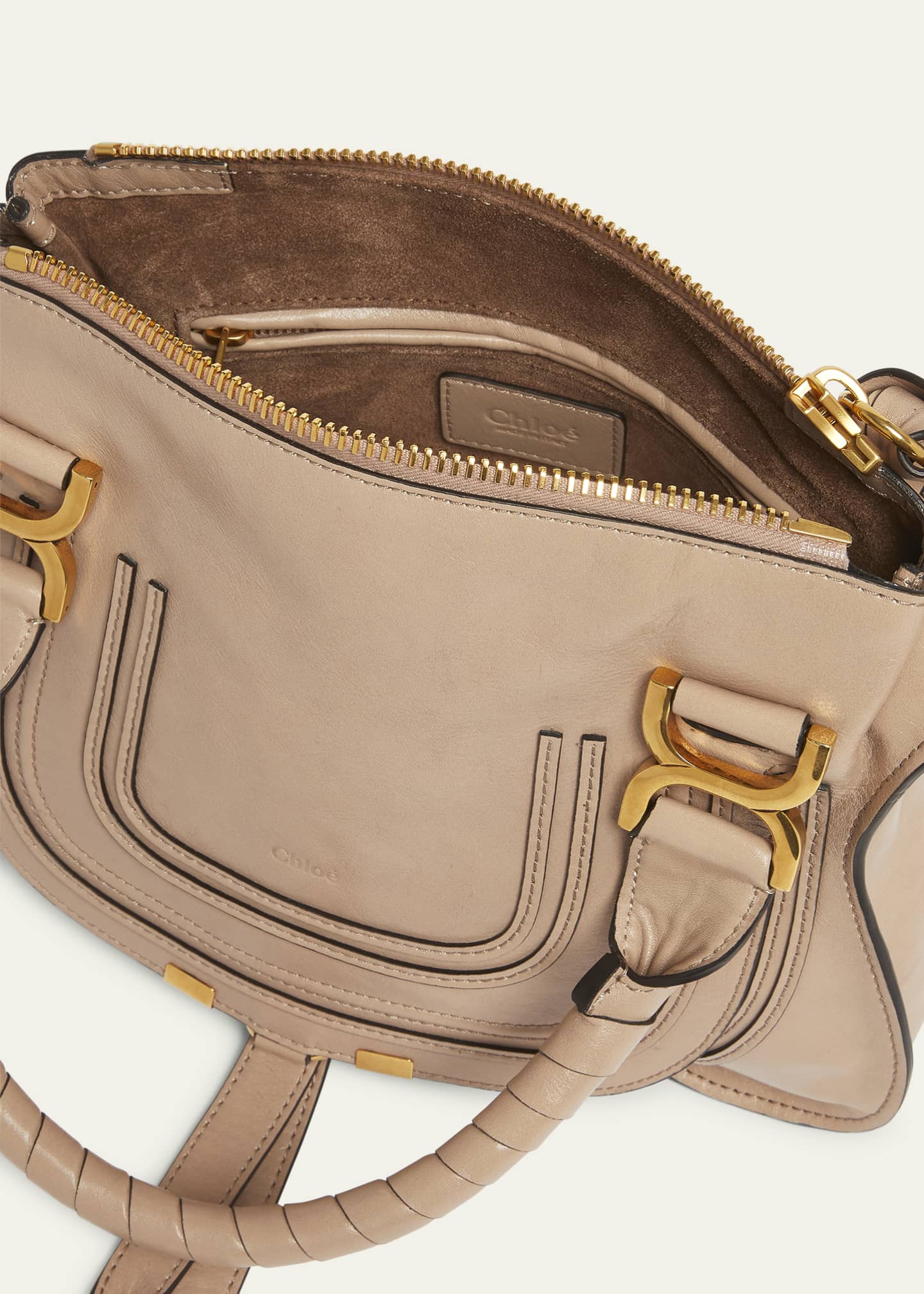 Chloe Marcie Small Double Carry Satchel Bag in Shiny Calfskin Image 4 of 5