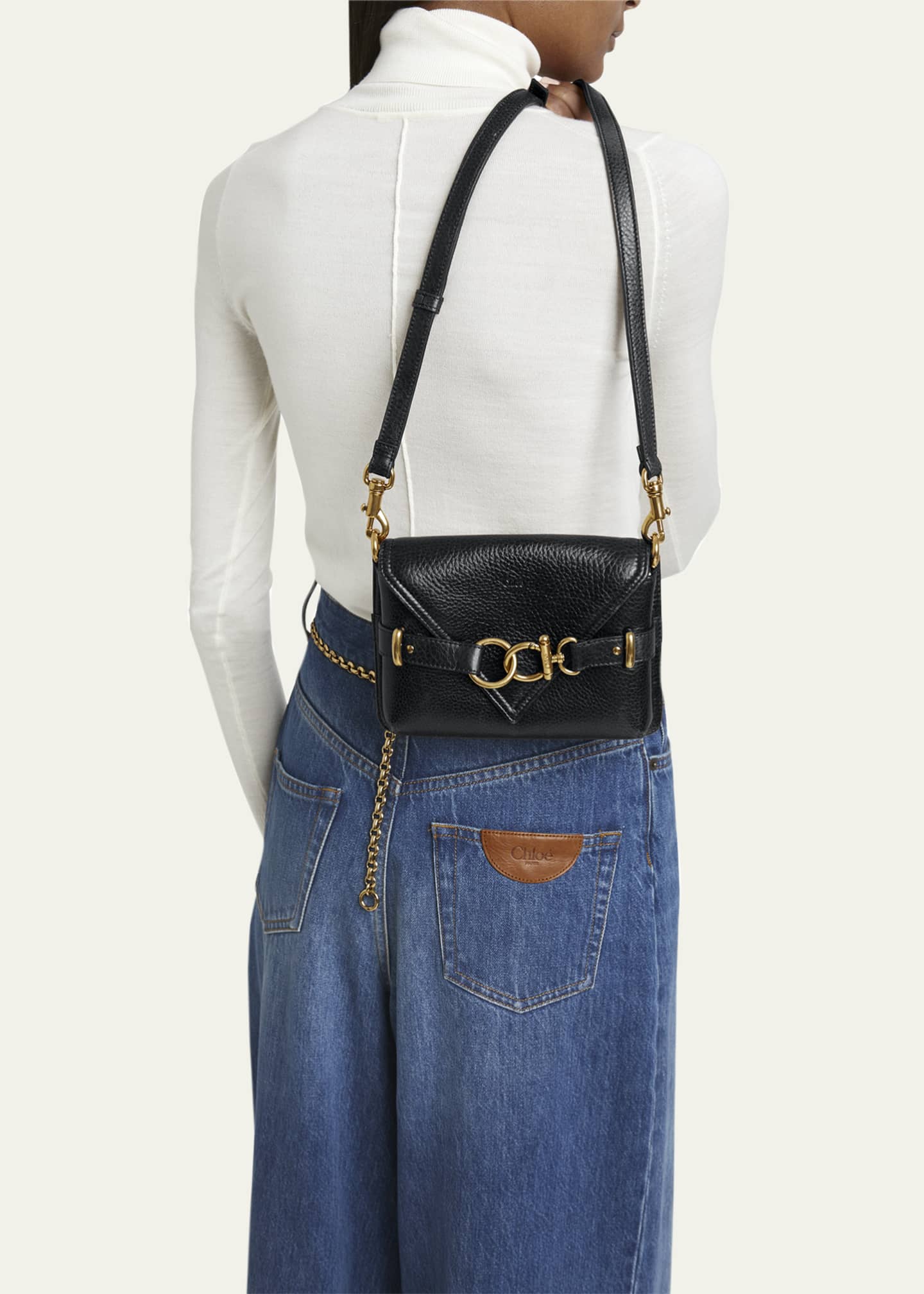 Chloe Cape Flap Crossbody Bag in Grained Calfskin Image 2 of 5