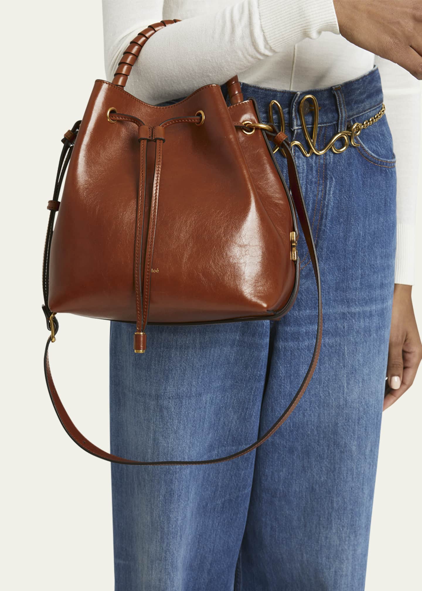 Chloe Marcie Bucket Bag in Shiny Calfskin Image 2 of 5