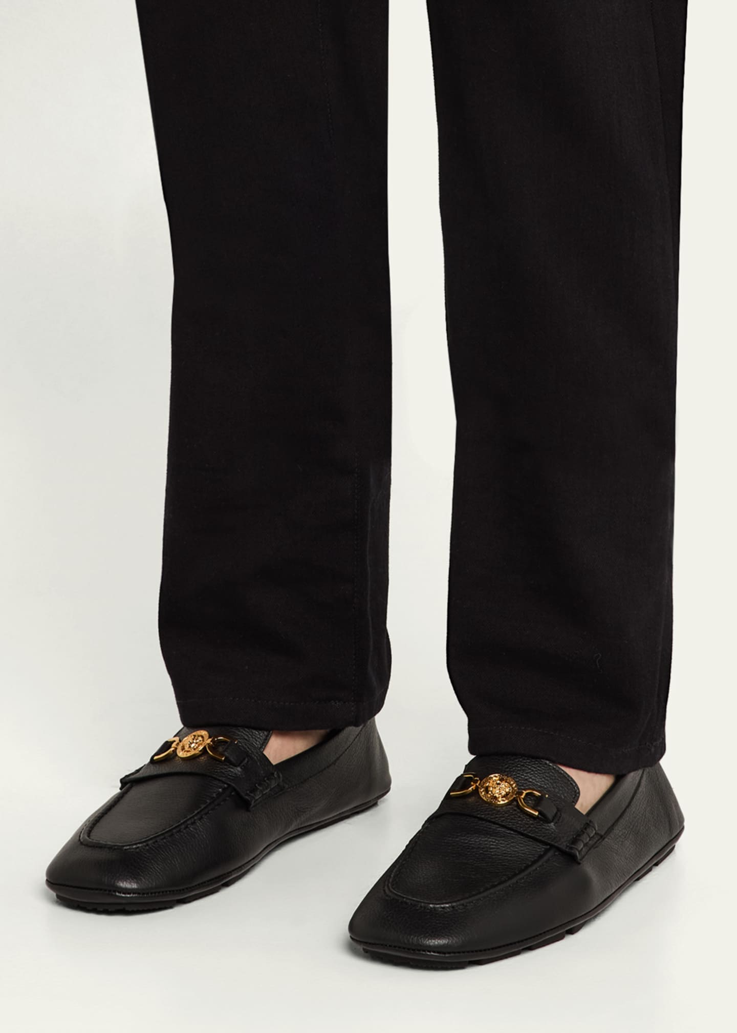 Versace Men's Leather Medusa Driver Loafers Image 2 of 6