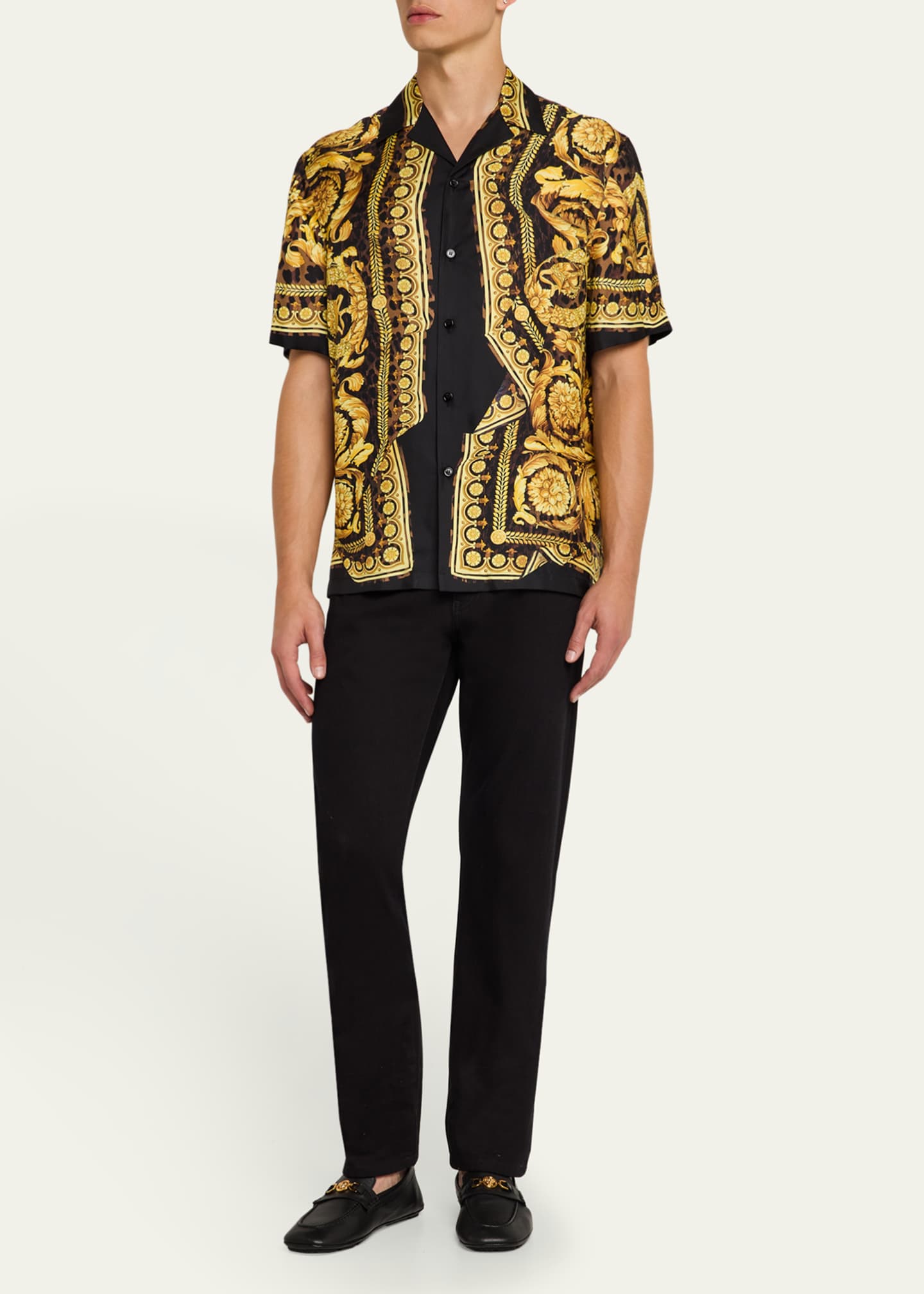 Versace Men's Leather Medusa Driver Loafers Image 3 of 6