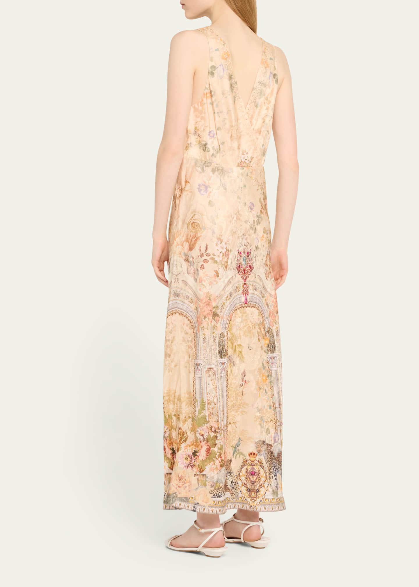 Camilla V-Neck Jacquard Slip Midi Dress Image 3 of 5