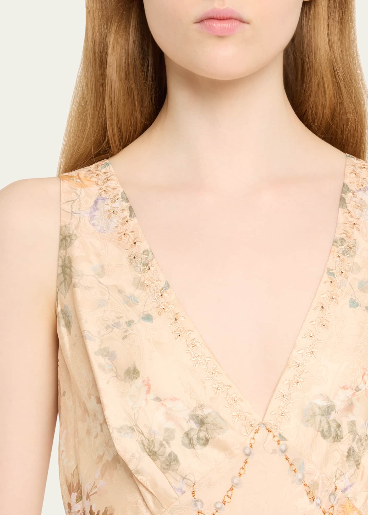 Camilla V-Neck Jacquard Slip Midi Dress Image 5 of 5