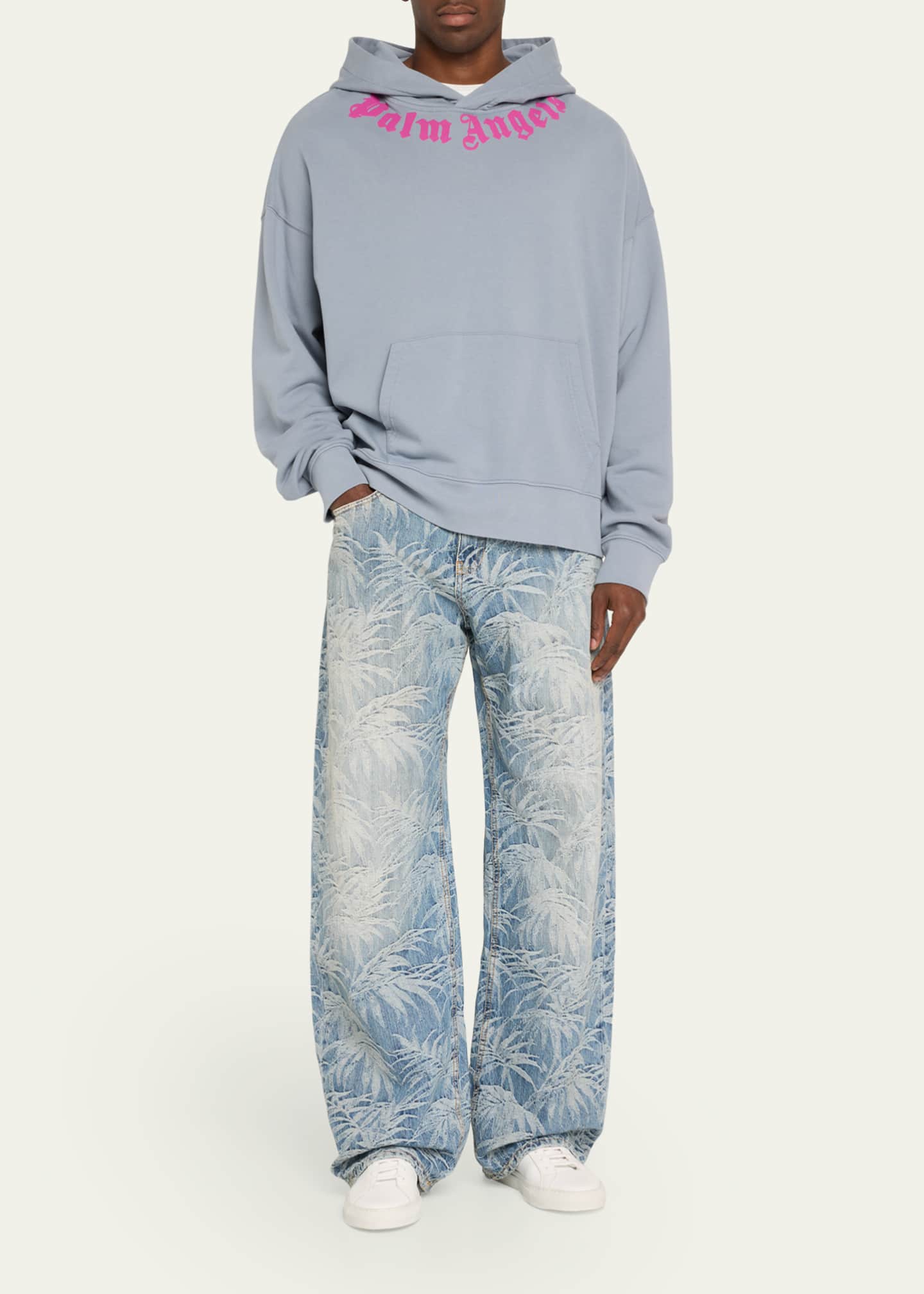 Palm Angels Men's Palm-Printed Loose Fit Jeans Image 2 of 5