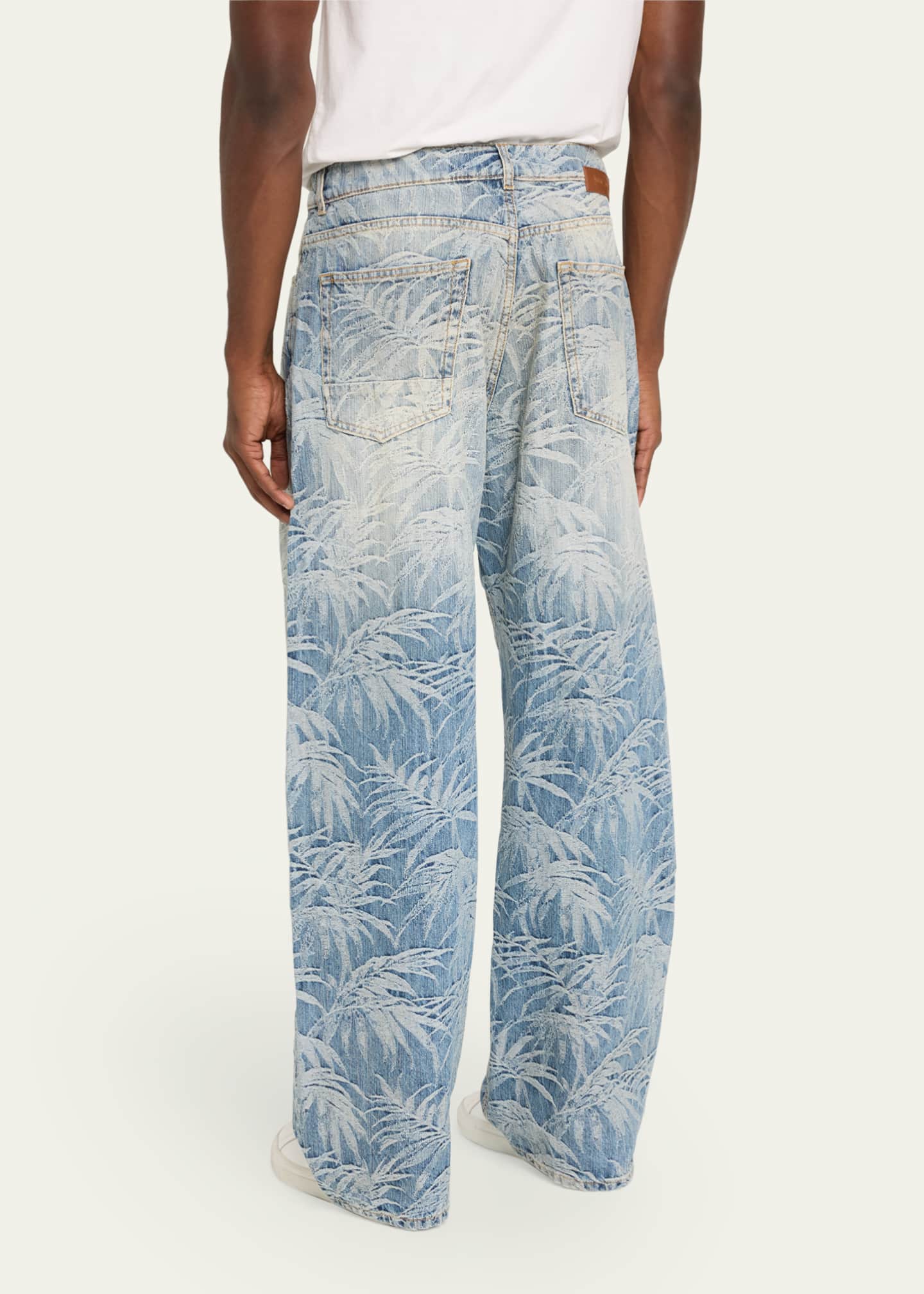 Palm Angels Men's Palm-Printed Loose Fit Jeans Image 3 of 5