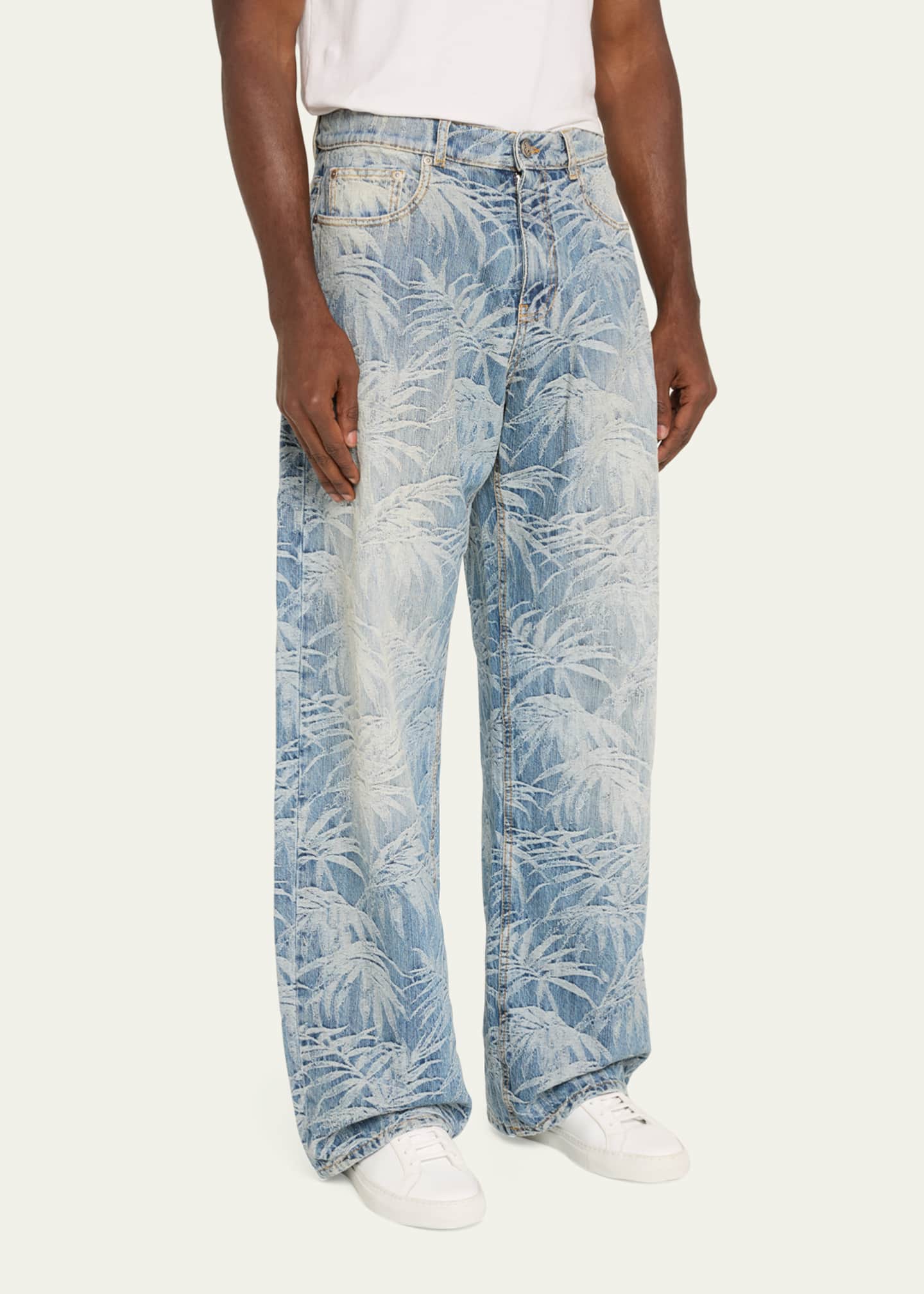 Palm Angels Men's Palm-Printed Loose Fit Jeans Image 4 of 5