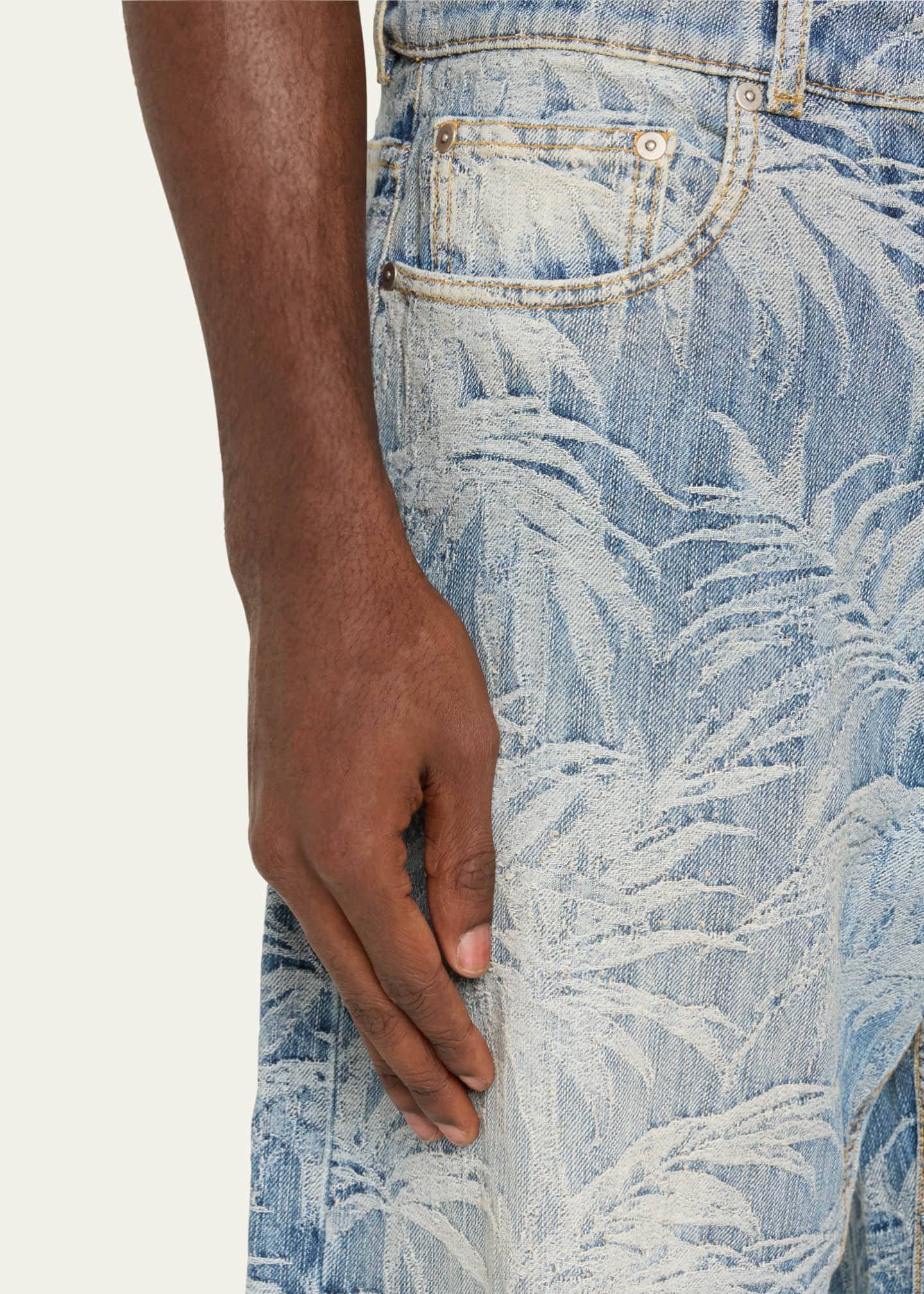 Palm Angels Men's Palm-Printed Loose Fit Jeans Image 5 of 5