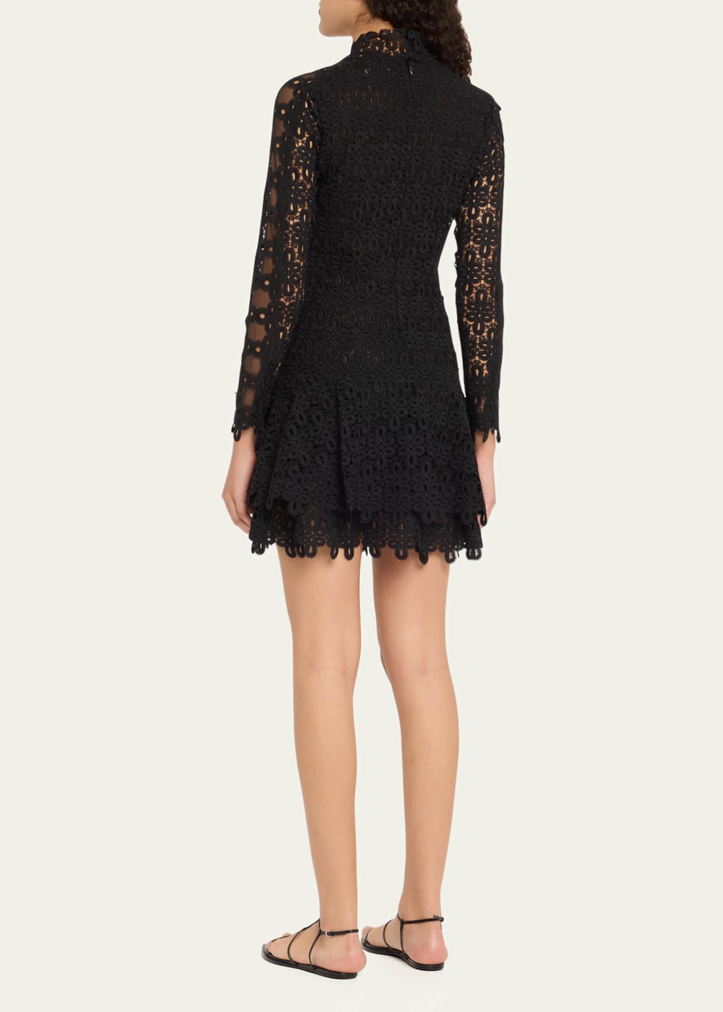 SIMKHAI Joy Guipure Lace Long-Sleeve Mini Dress Image 3 of 5