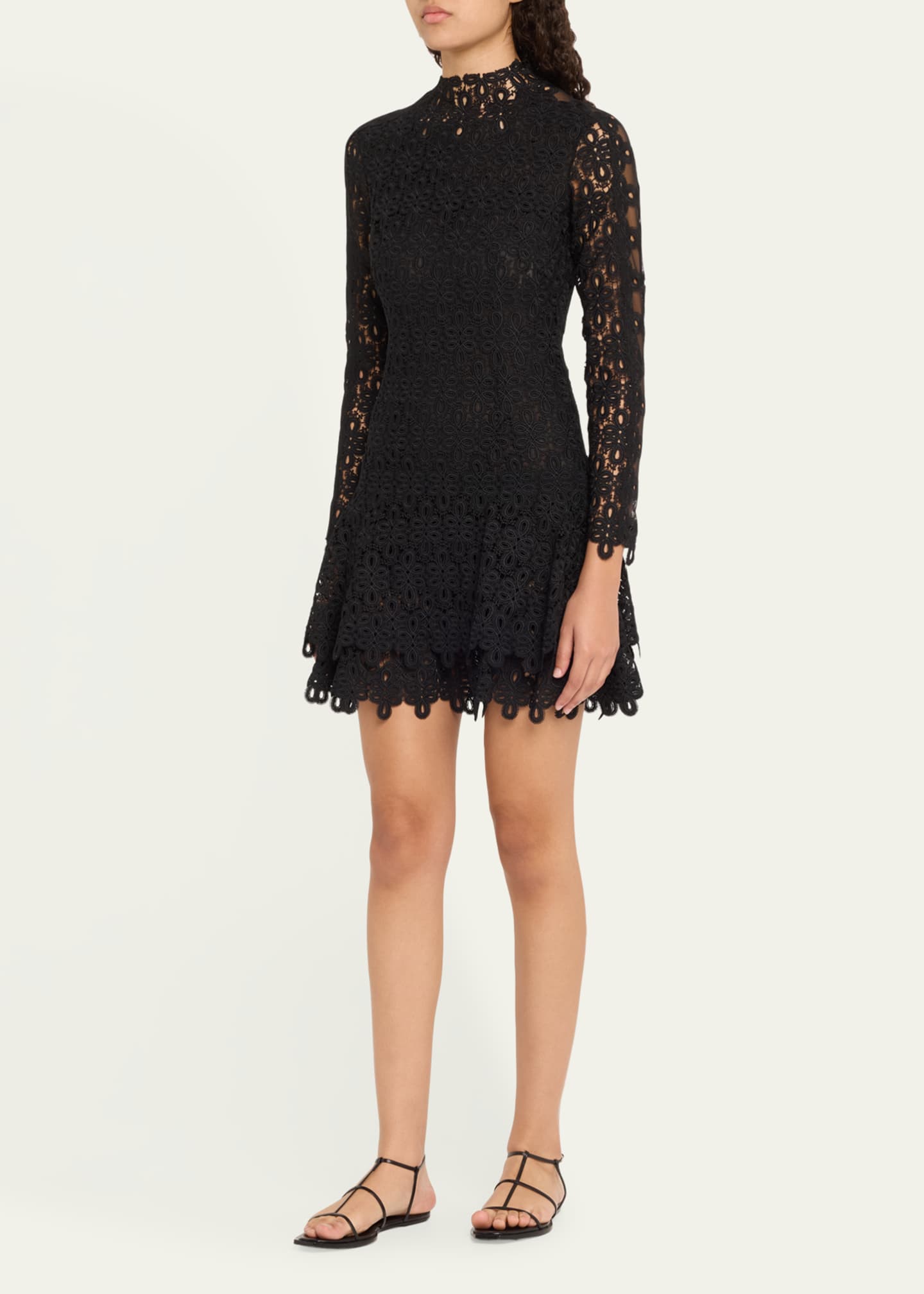 SIMKHAI Joy Guipure Lace Long-Sleeve Mini Dress Image 4 of 5