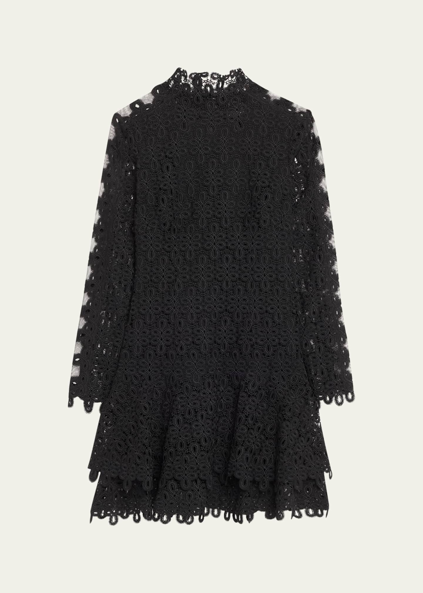 SIMKHAI Joy Guipure Lace Long-Sleeve Mini Dress Image 1 of 5