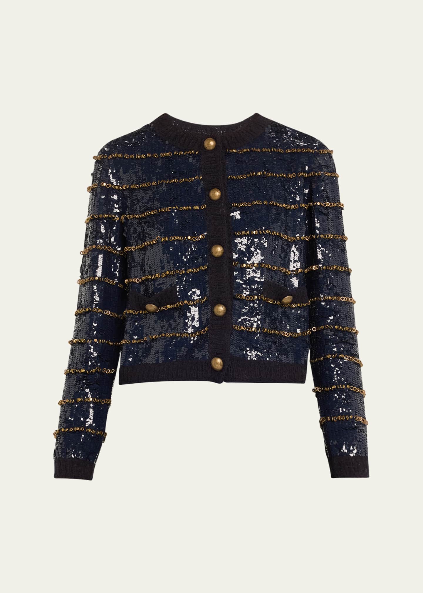 Stripe Sequined Jacket with Embroidered Rings