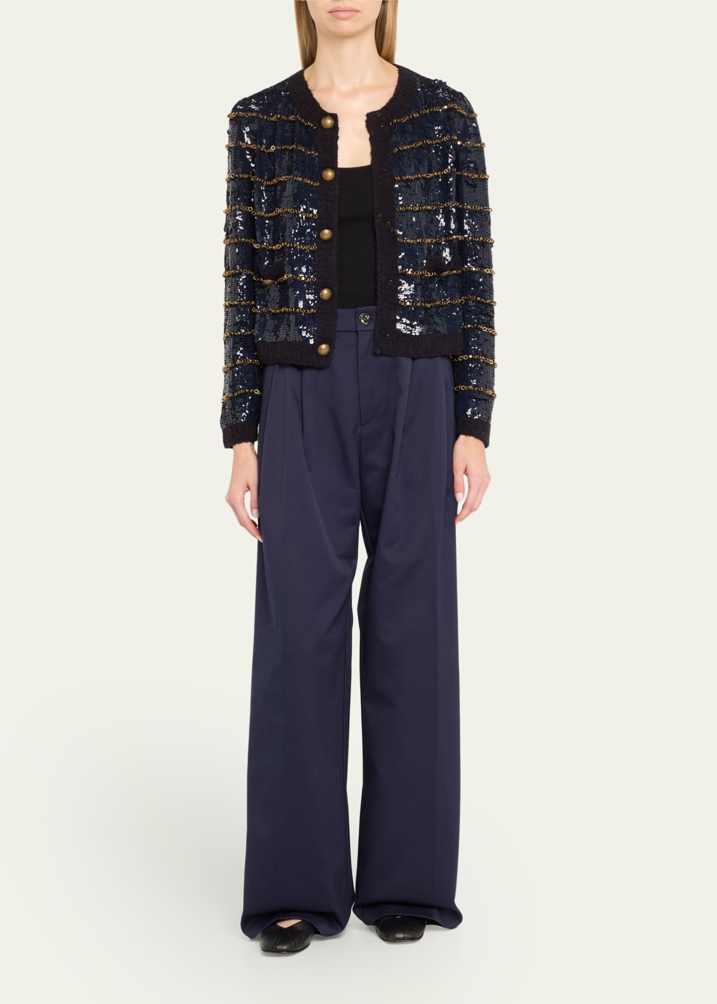 Double Pleated Wide Leg Pants - Thumbnail 2