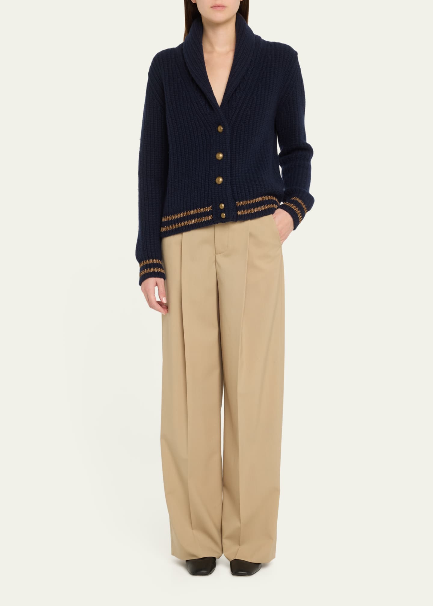 FORTELA Shawl Collar Wool Cashmere Cardigan Image 2 of 5