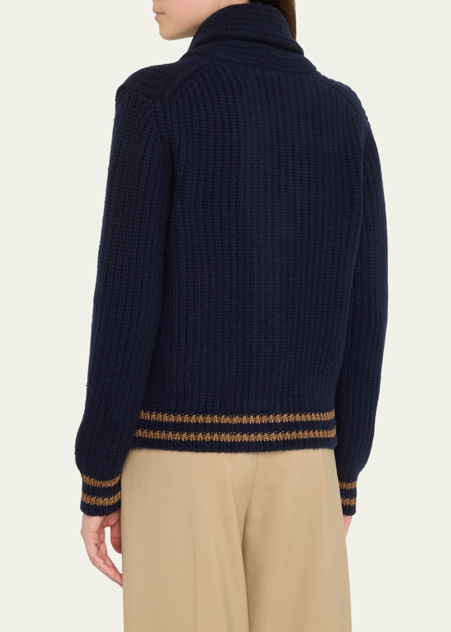 FORTELA Shawl Collar Wool Cashmere Cardigan Image 3 of 5