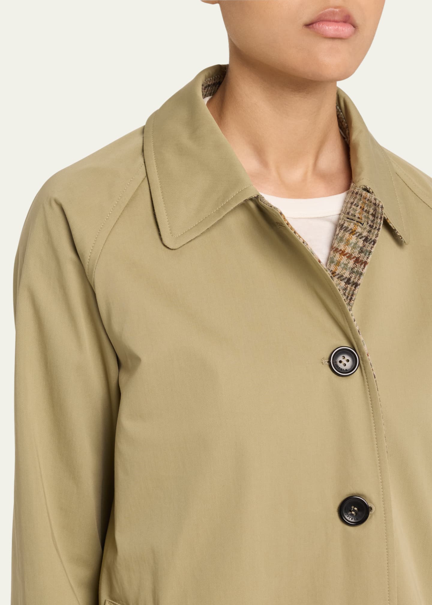 Check Reversible Wool Coat - Thumbnail 5