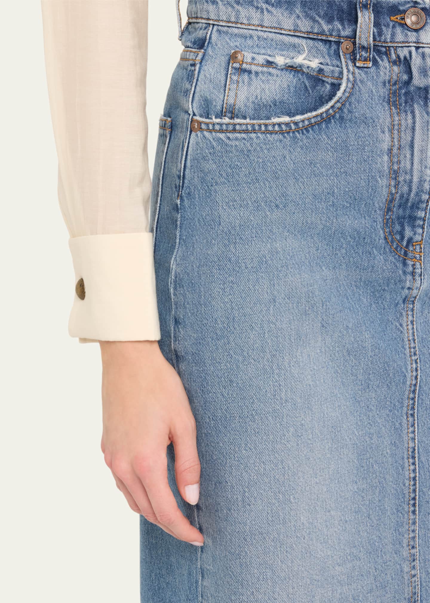 FORTELA Long Back Slit Denim Skirt Image 5 of 5