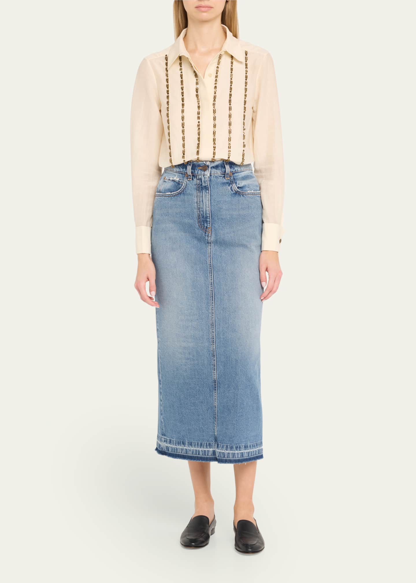 Stripe Sequined Blouse - Thumbnail 2