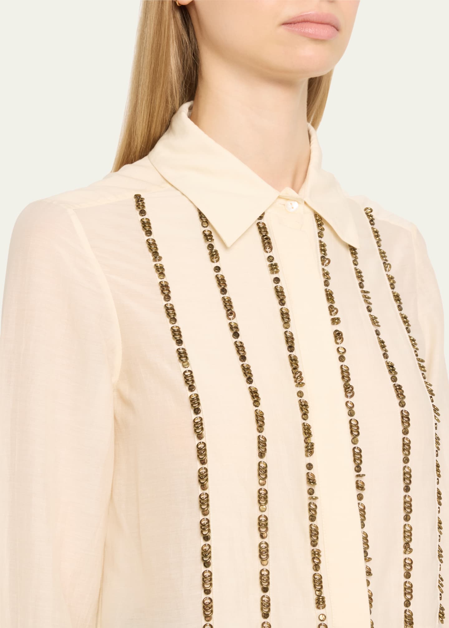 Stripe Sequined Blouse - Thumbnail 5