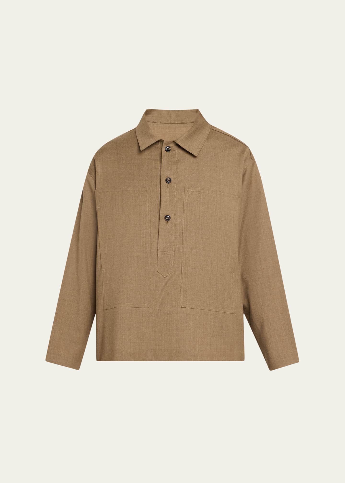 Polo Wool Overshirt with Macro Pockets