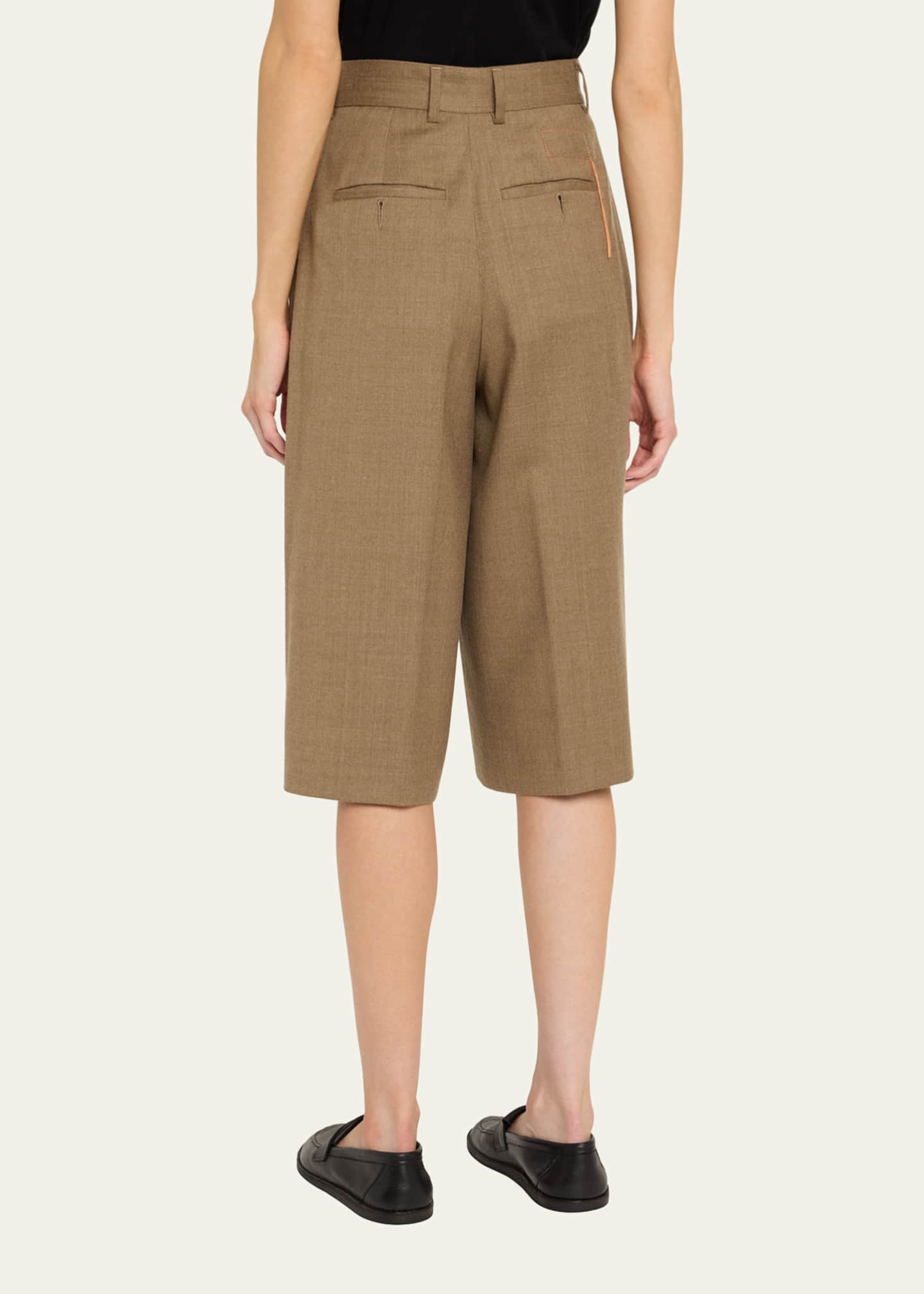 FORTELA Pleated Mid Leg Wool Trousers Image 3 of 5