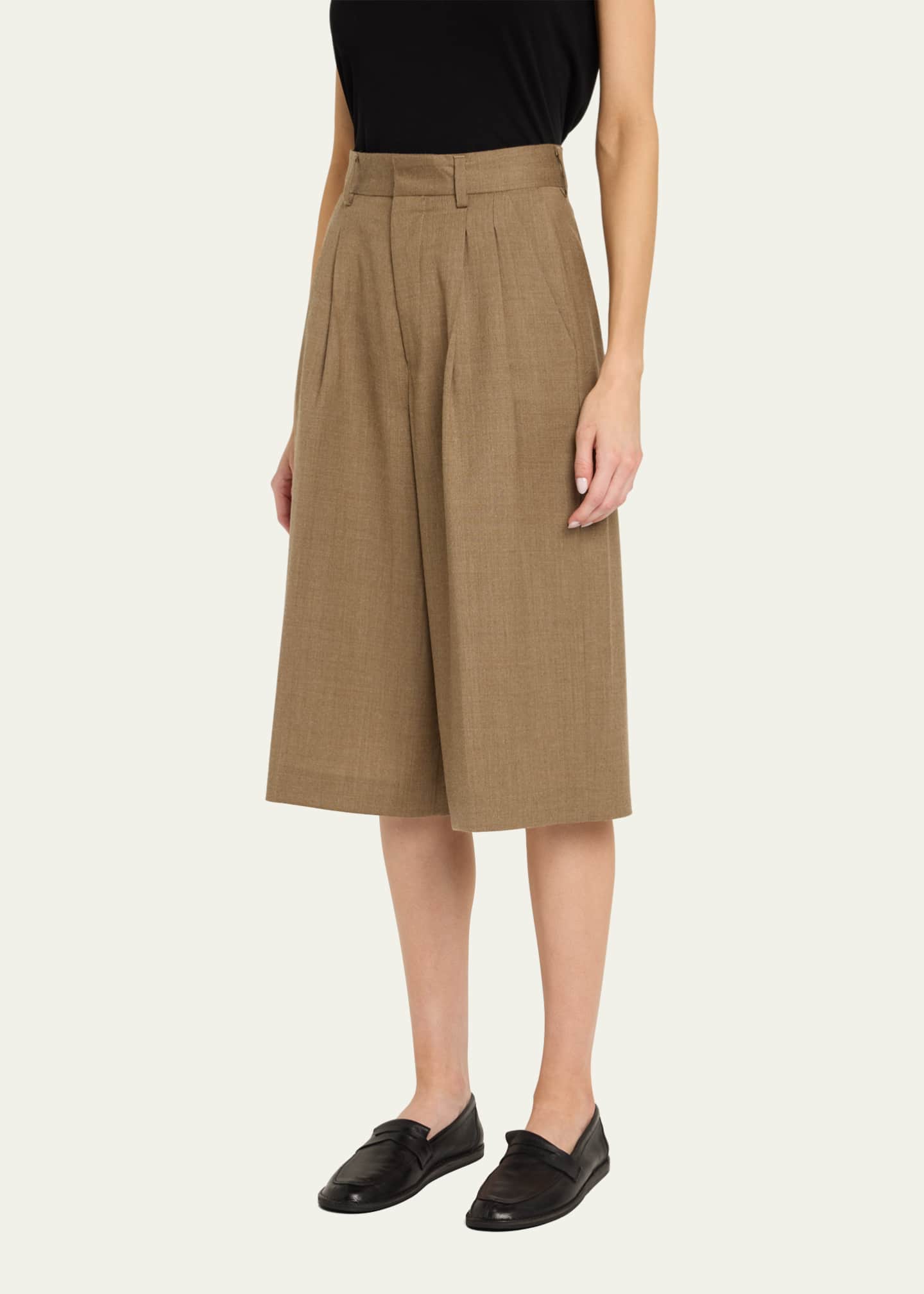 FORTELA Pleated Mid Leg Wool Trousers Image 4 of 5