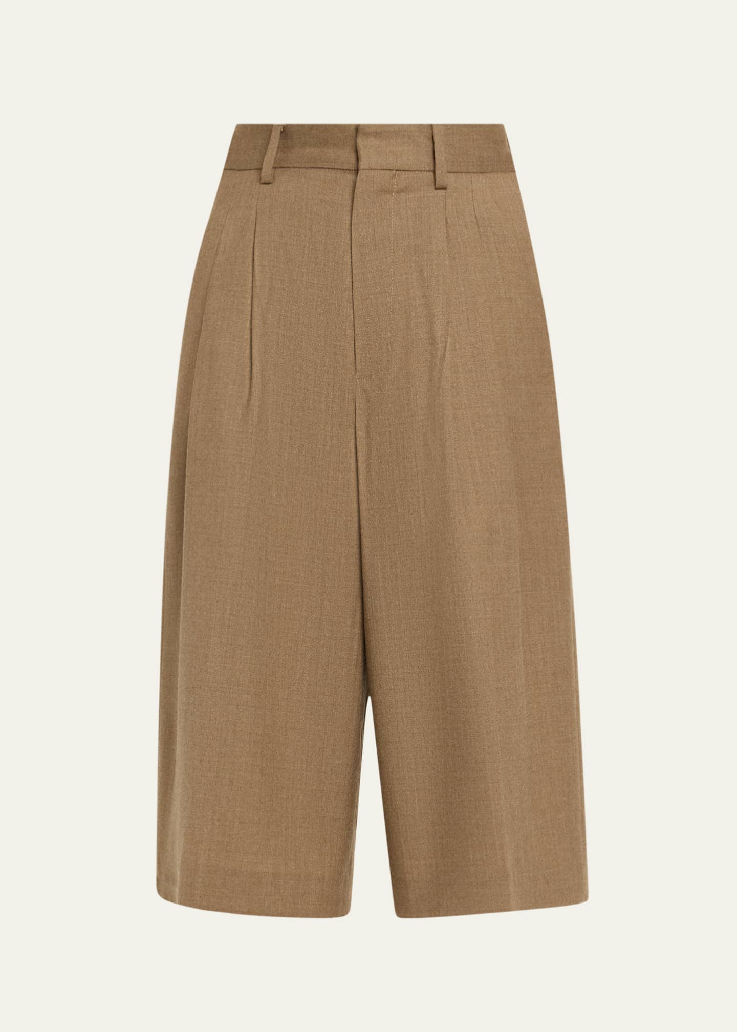 FORTELA Pleated Mid Leg Wool Trousers Image 1 of 5