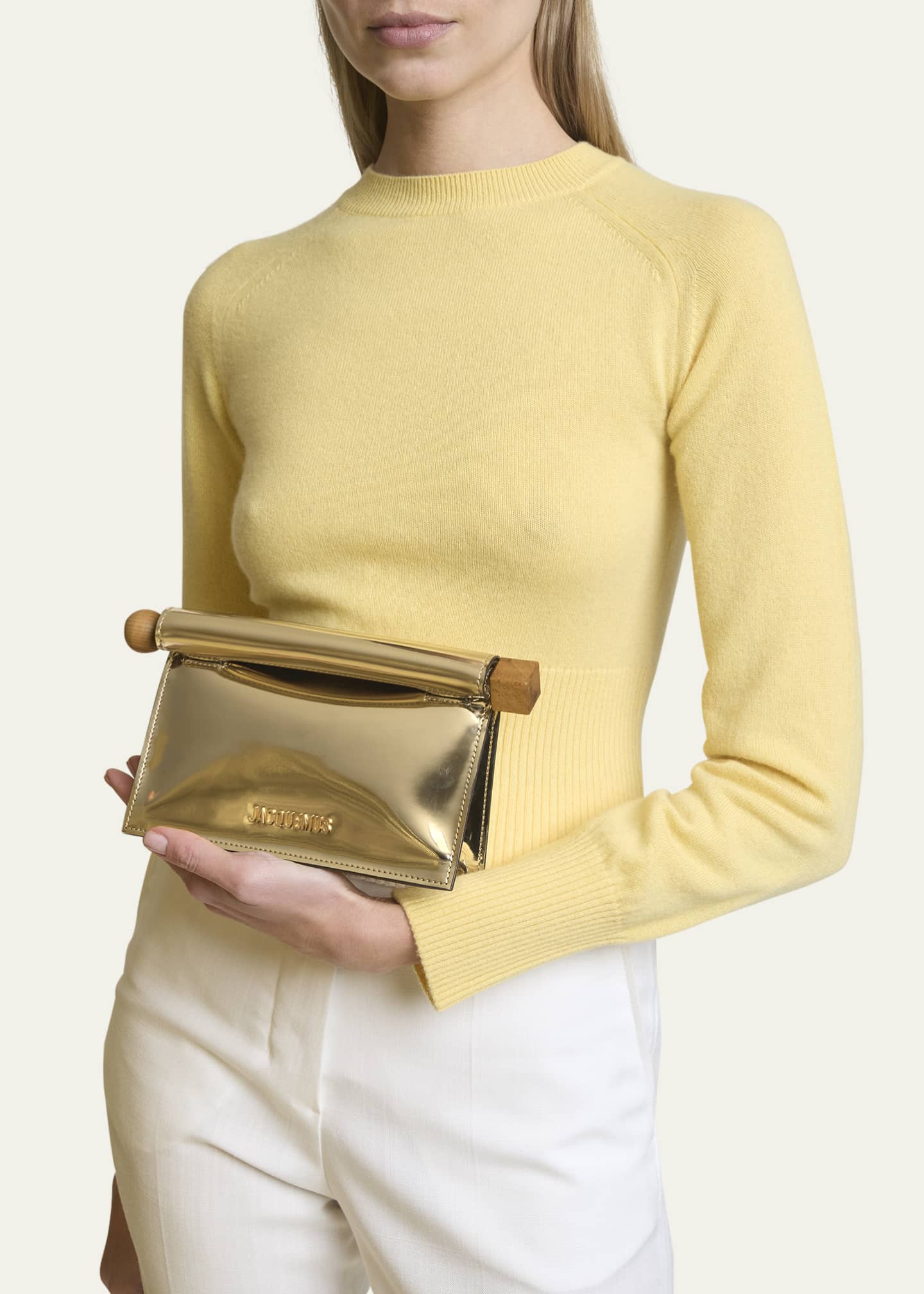 Jacquemus La Petite Pochette Rond Metallic Clutch Bag Image 2 of 5