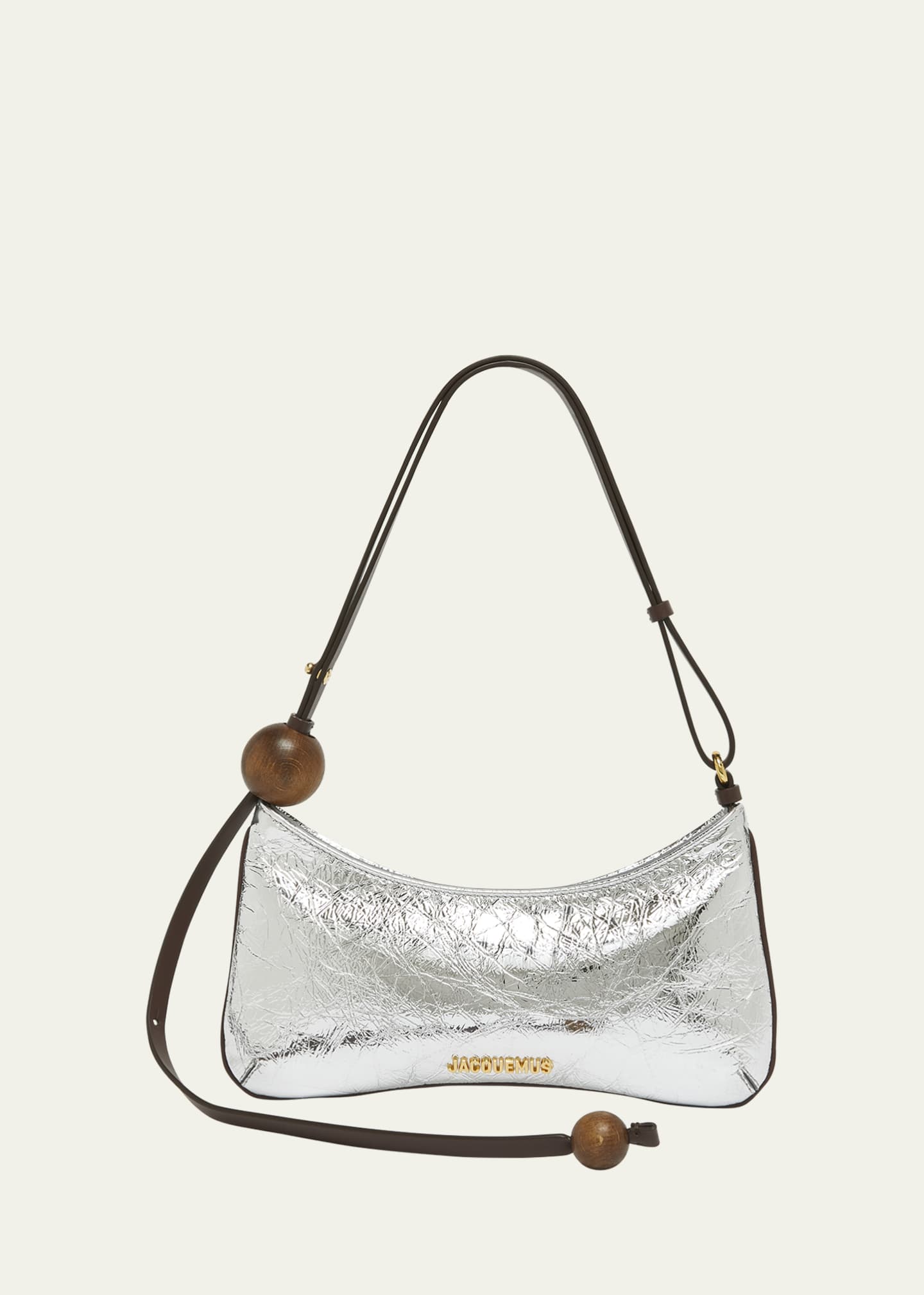 Jacquemus Le Bisou Perle Metallic Leather Shoulder Bag Image 1 of 5