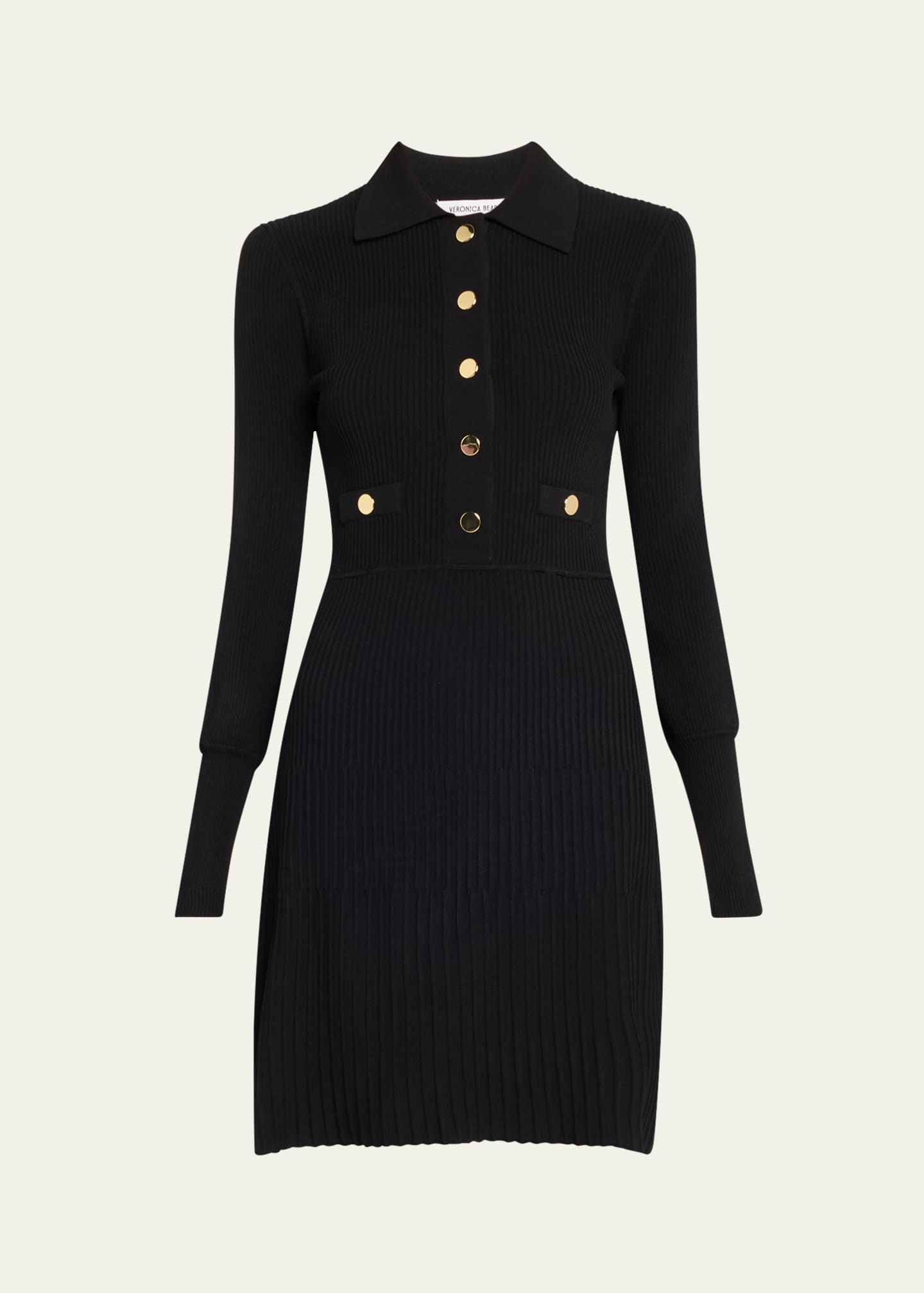 Veronica Beard Lauper Long-Sleeve Ribbed Mini Dress Image 1 of 5