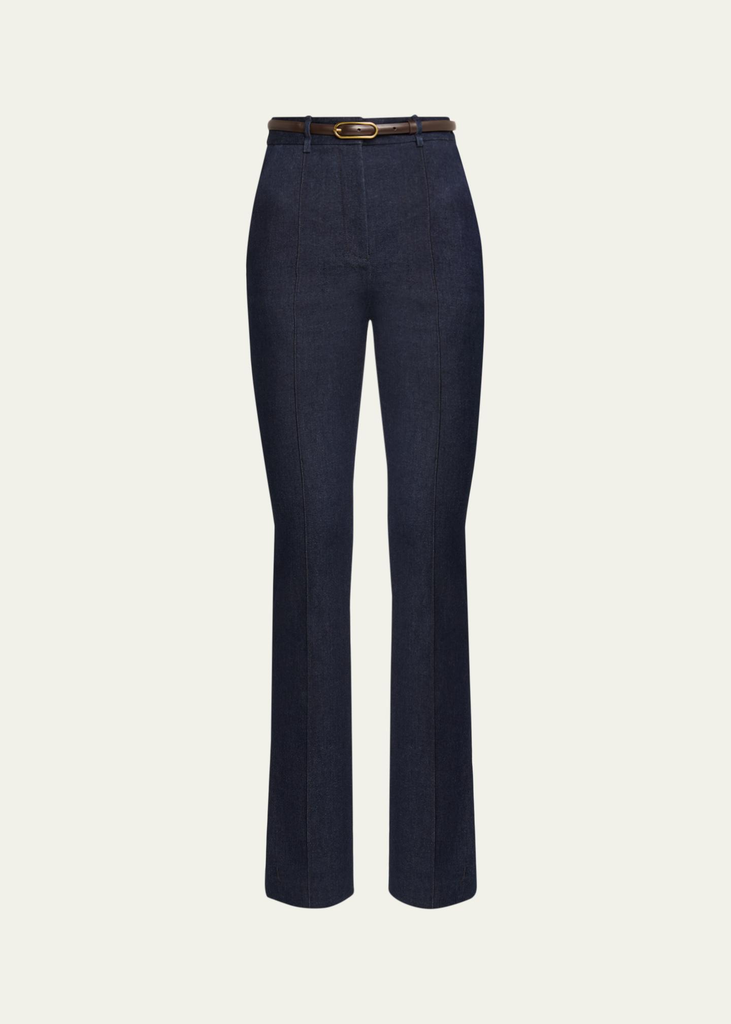 Veronica Beard Gracie Belted Denim Pants - Bergdorf Goodman