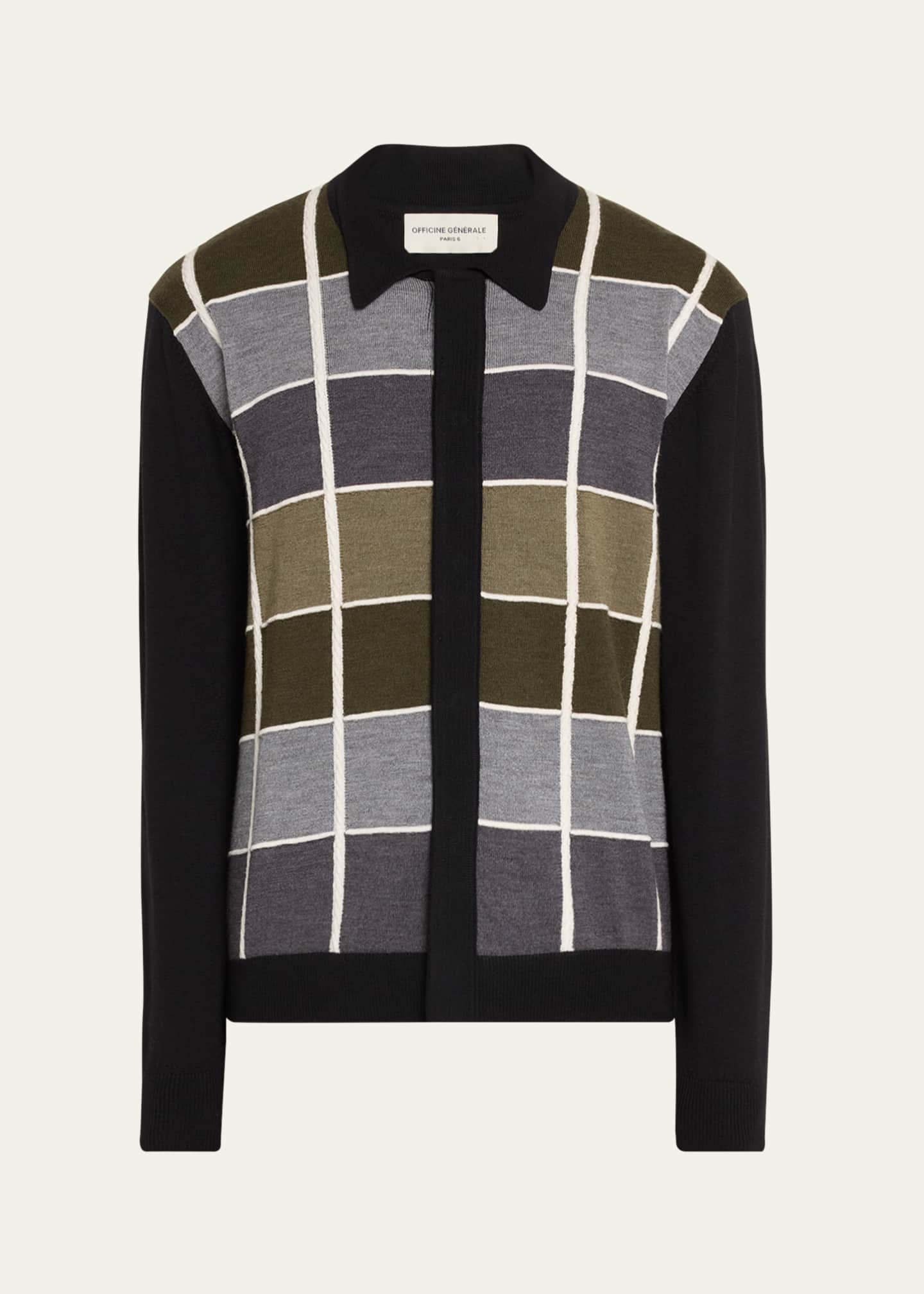 Men's wool button down sweater top