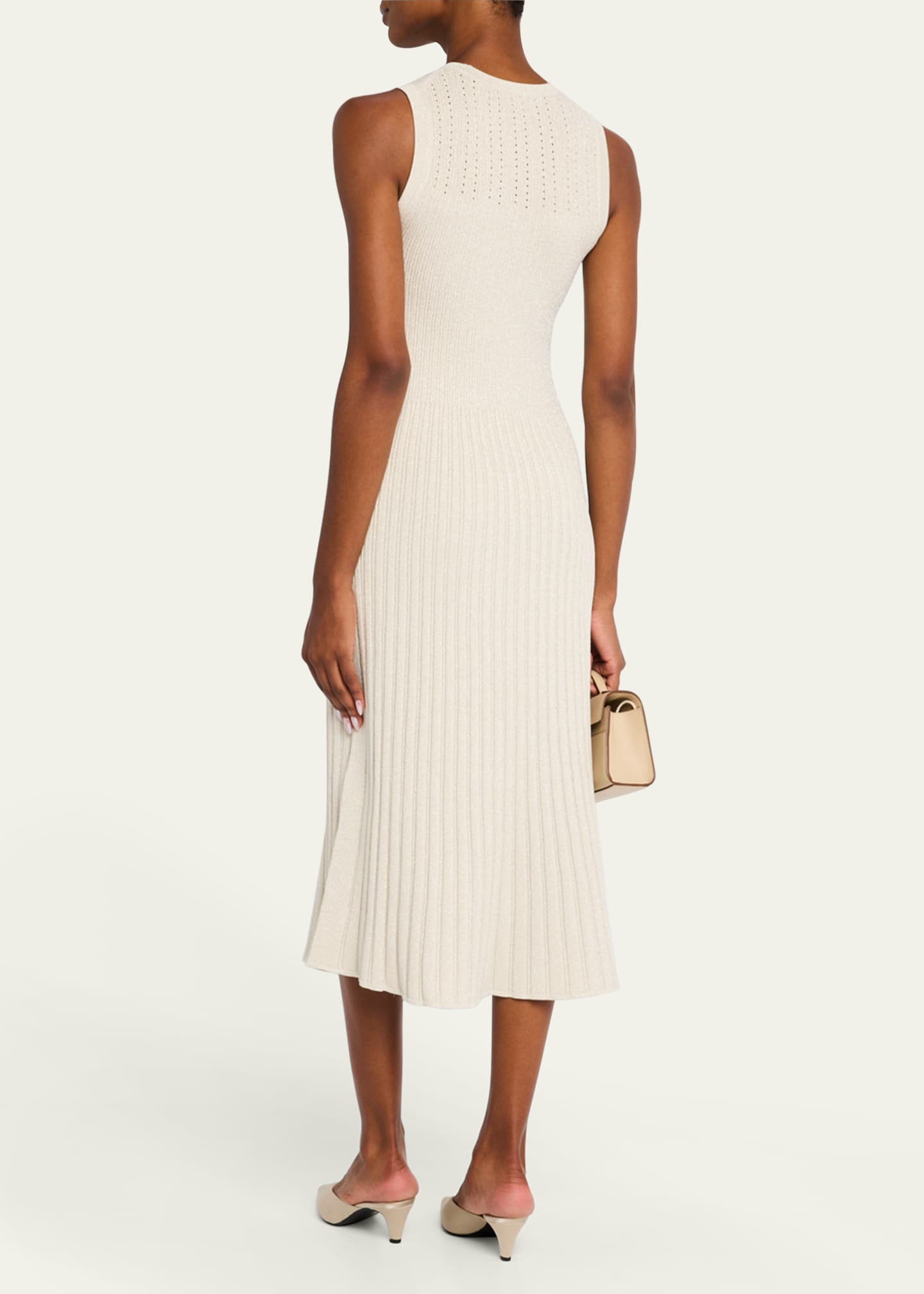 Veronica Beard Nami Sleeveless Metallic Knit Midi Dress Image 3 of 4