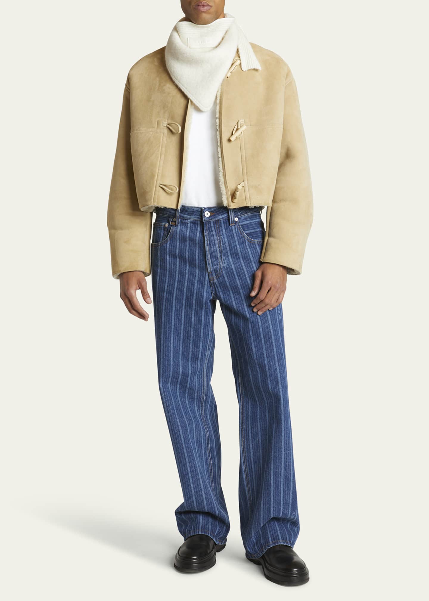 Jacquemus Men's Le Chale Grosgrain Logo Neck Scarf Image 2 of 4
