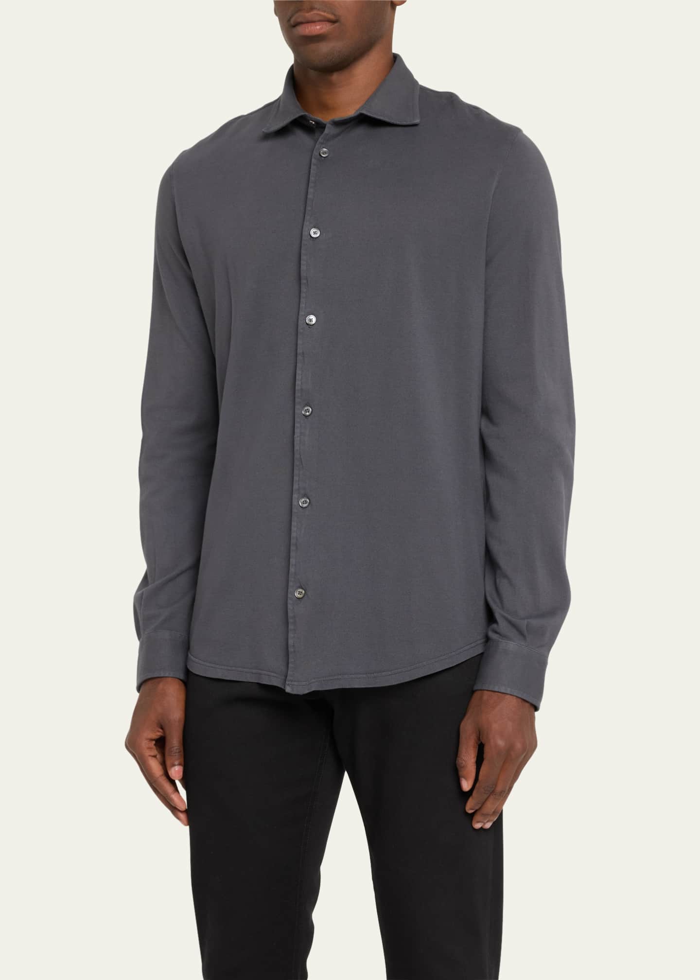Fedeli Men s Giza Cotton Pique Casual Button Down Shirt