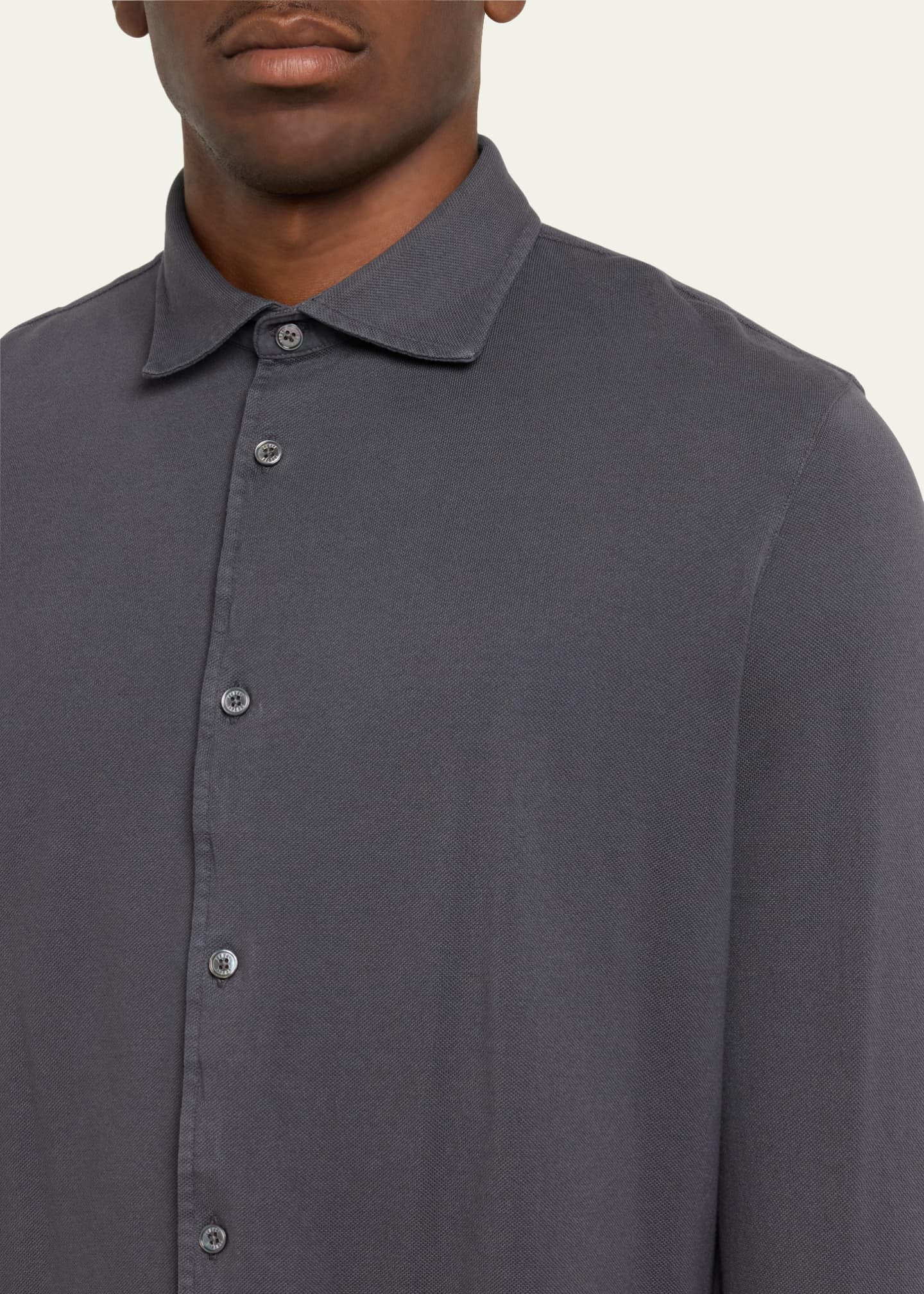 Fedeli Men s Giza Cotton Pique Casual Button Down Shirt