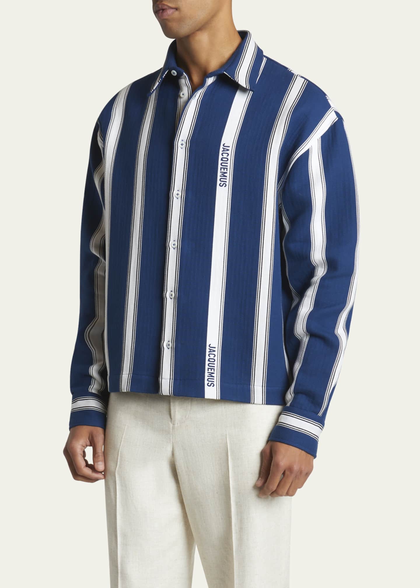 Jacquemus Men's Broad Stripe Papier Overshirt Image 4 of 5