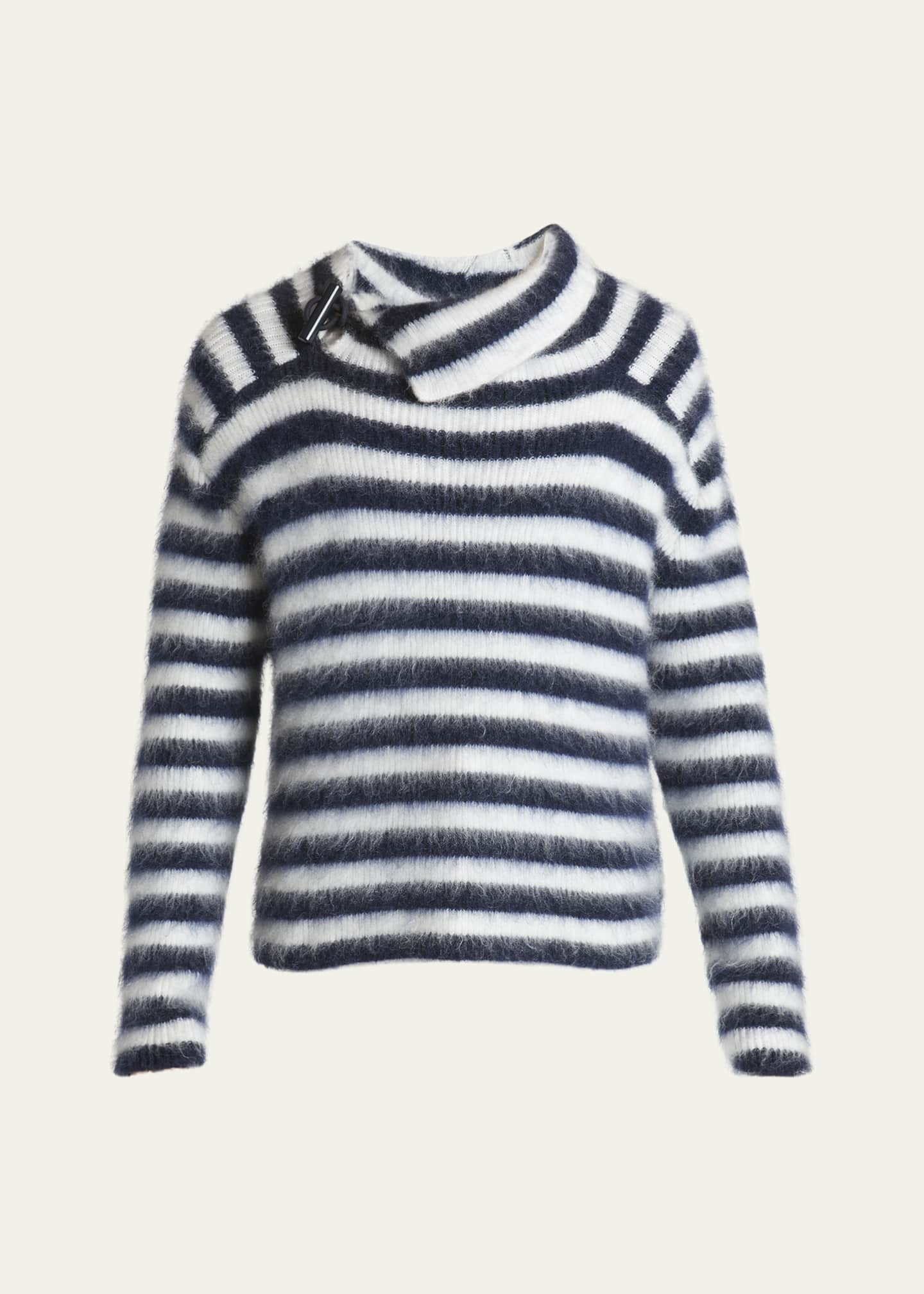 Jacquemus Men's Fuzzy Sailor Stripe Toggle Sweater Image 1 of 5