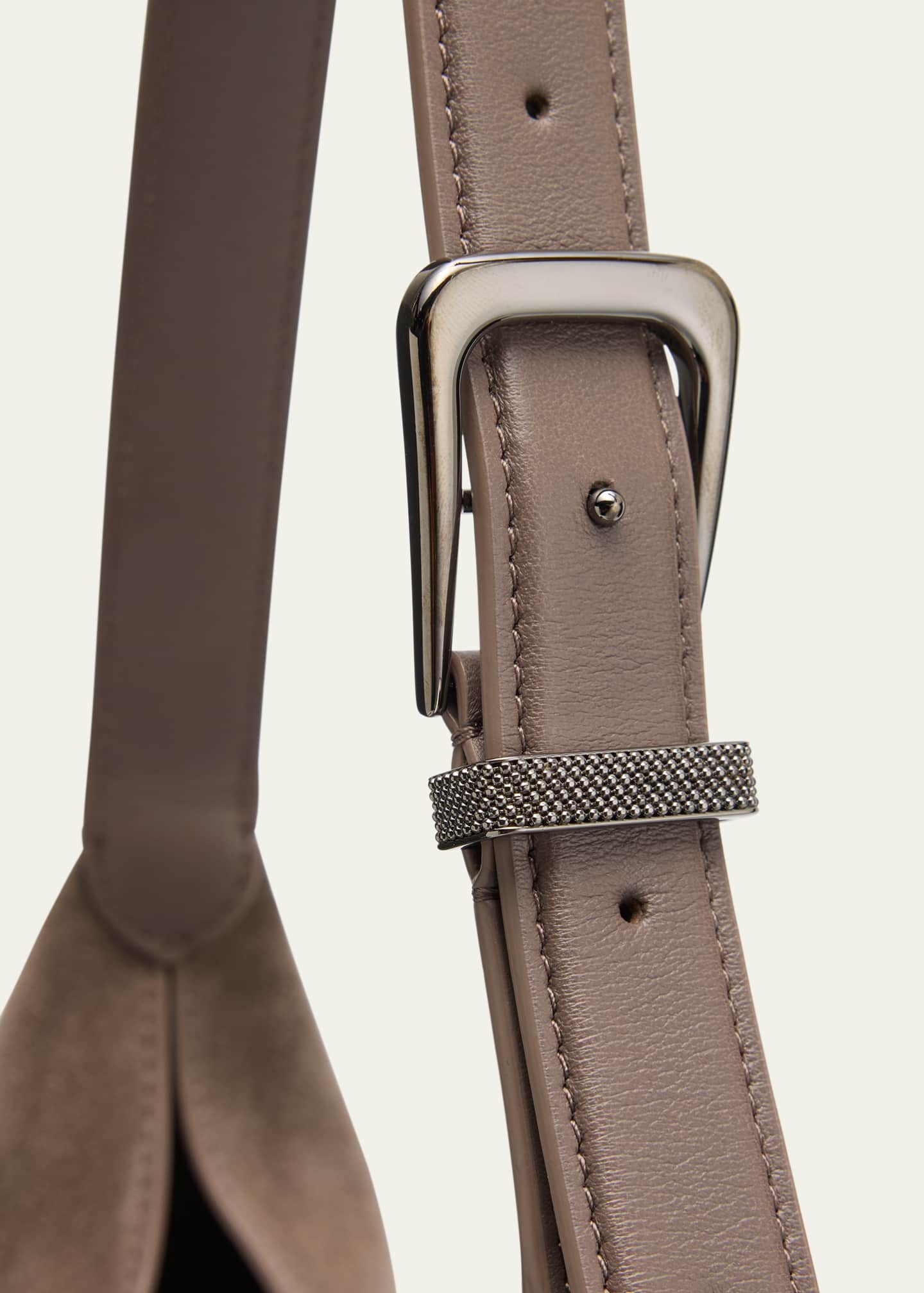 Brunello Cucinelli Buckle Suede Hobo Bag Image 6 of 6