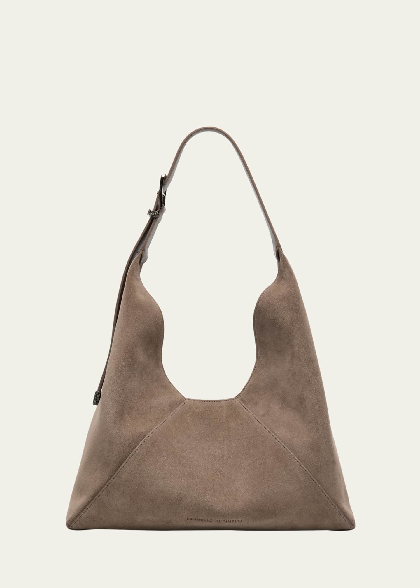 Brunello Cucinelli Buckle Suede Hobo Bag Image 1 of 6