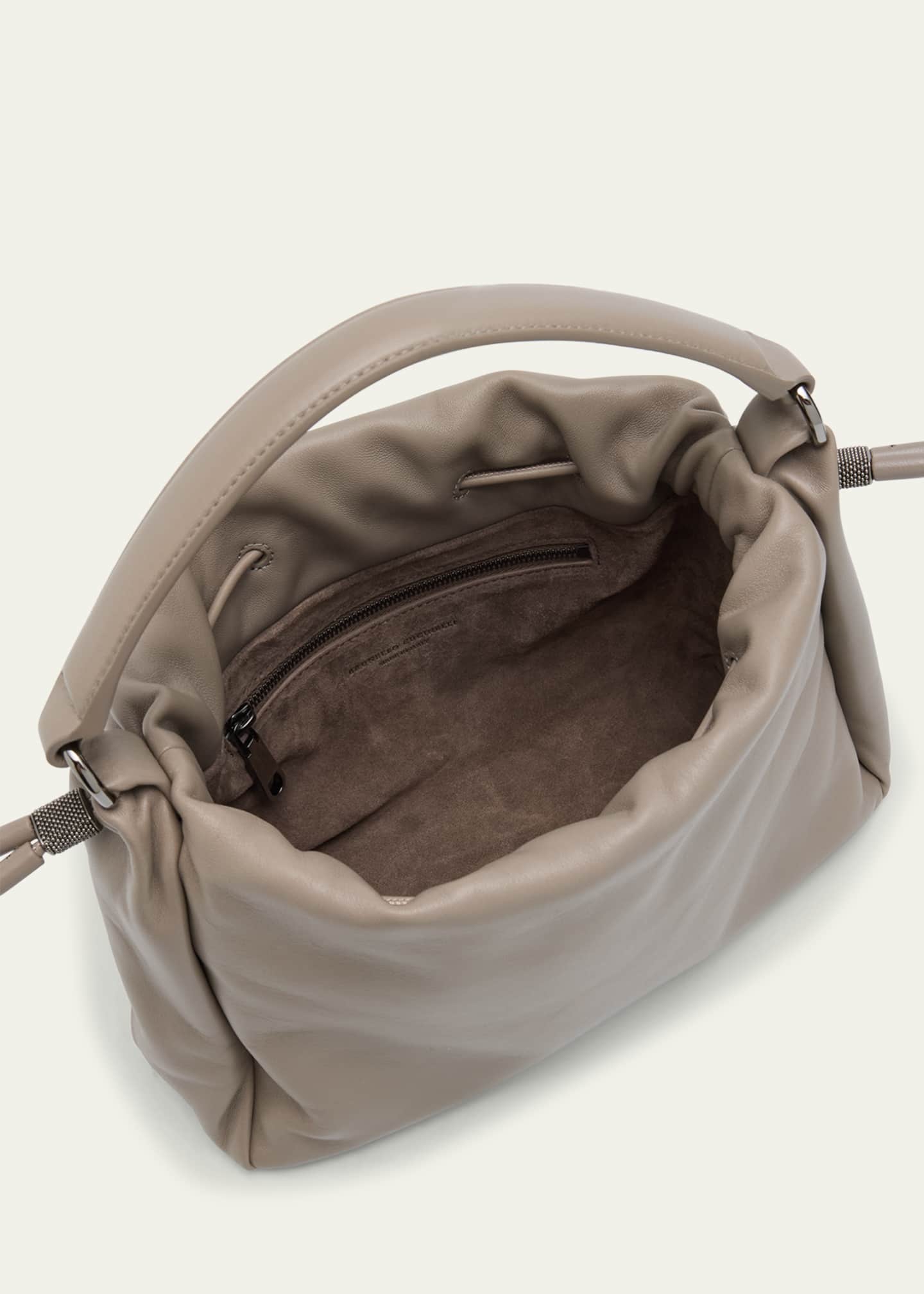 Brunello Cucinelli Mini Drawstring Lambskin Top-Handle Bag