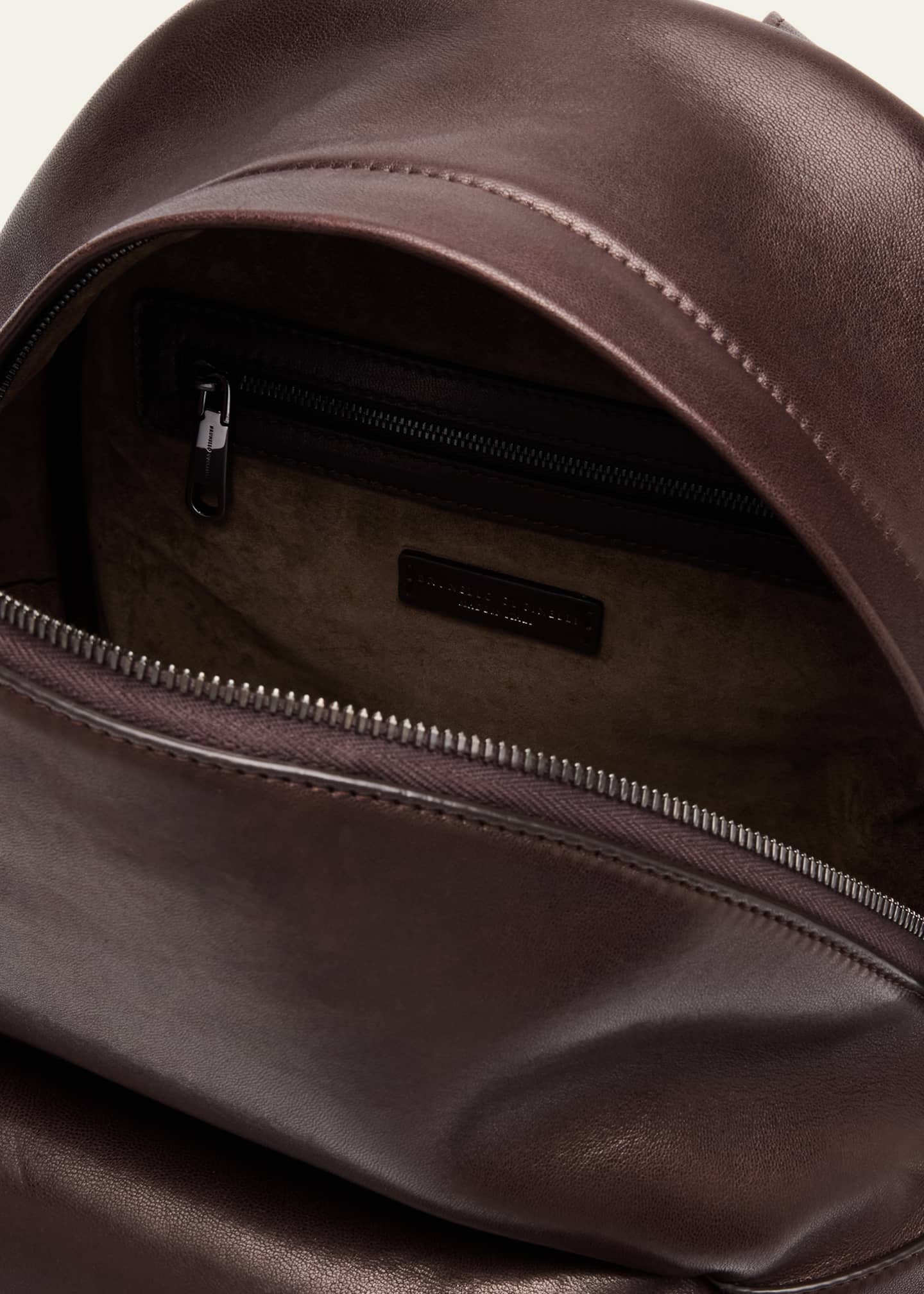 Brunello Cucinelli Monili Zip Leather Backpack Image 4 of 6