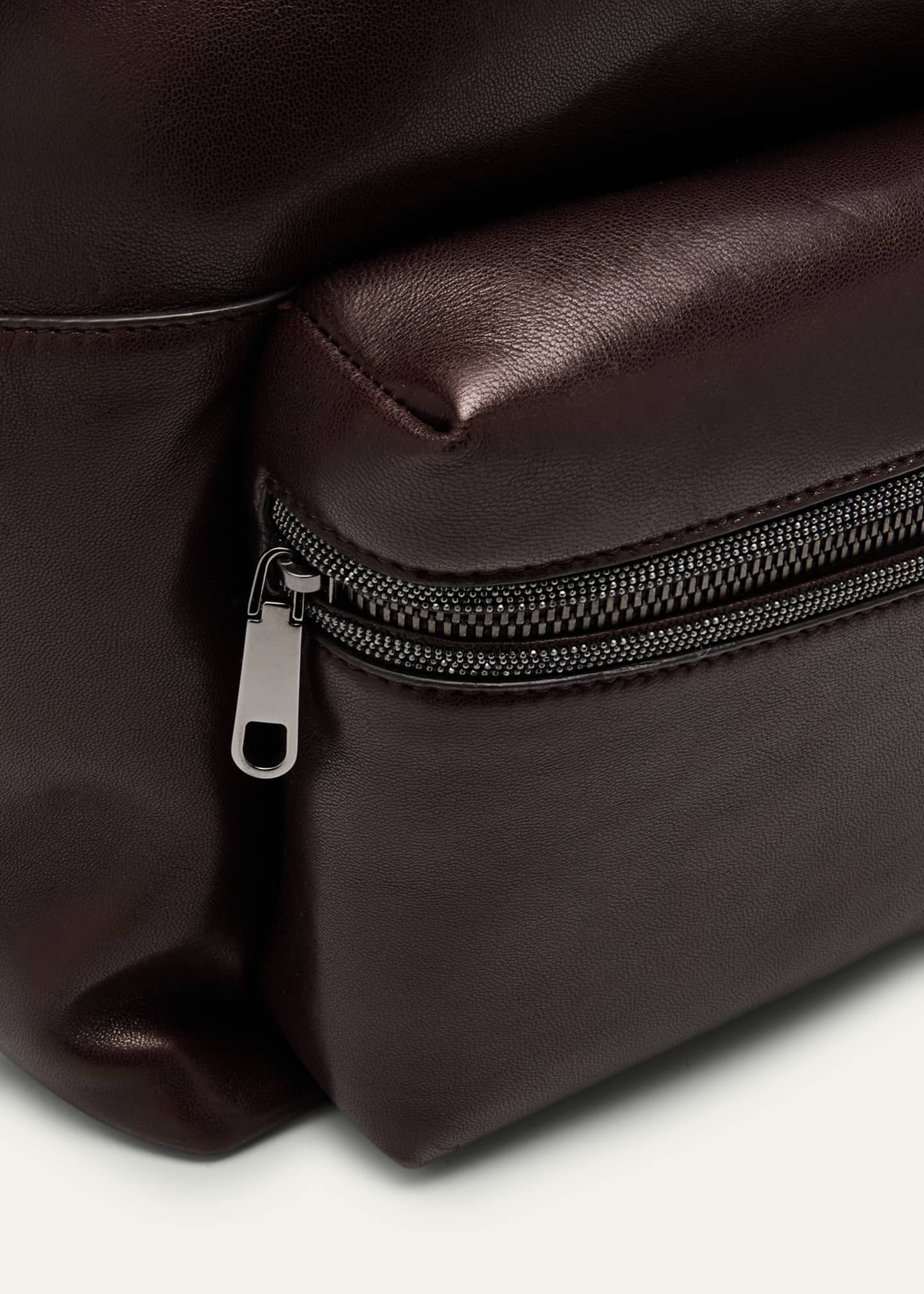 Brunello Cucinelli Monili Zip Leather Backpack Image 6 of 6