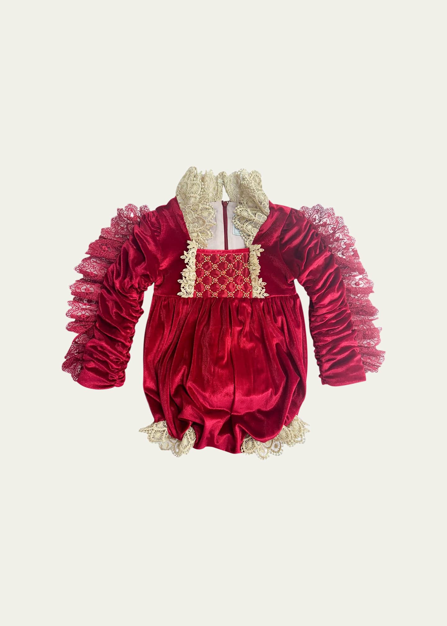 Petite Maison Kids Girl's Victoria Ruffle Trim Romper, Size 3M-24M