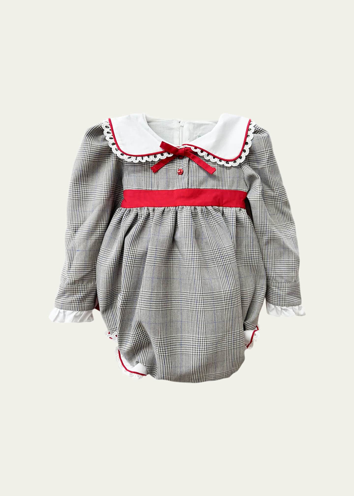 Petite Maison Kids Girl's Georgina Tartan-Print Ruffle Trim Romper, Size 3M-24M