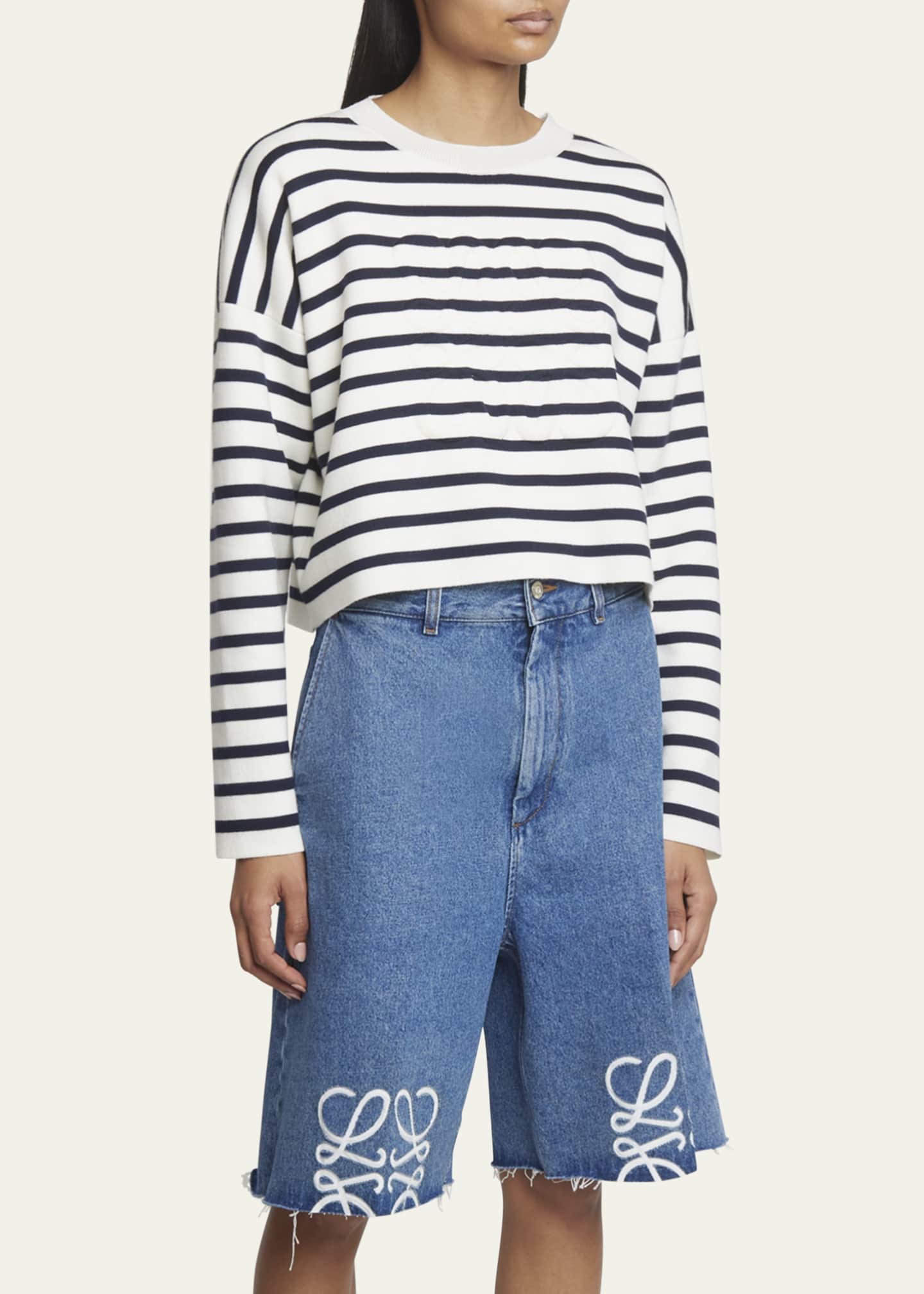 Loewe Striped Wool-Blend Sweater with Anagram Detail Image 4 of 5