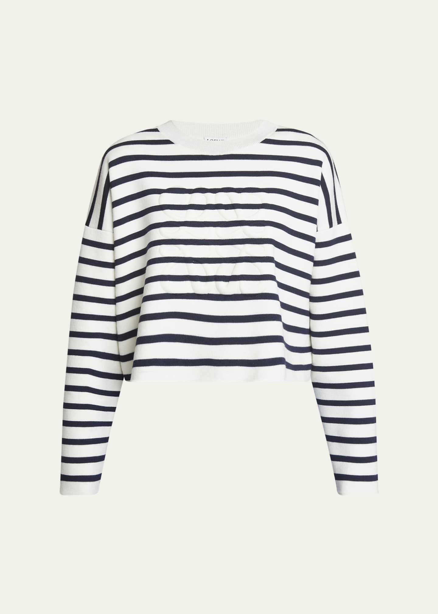 Loewe Striped Wool-Blend Sweater with Anagram Detail Image 1 of 5